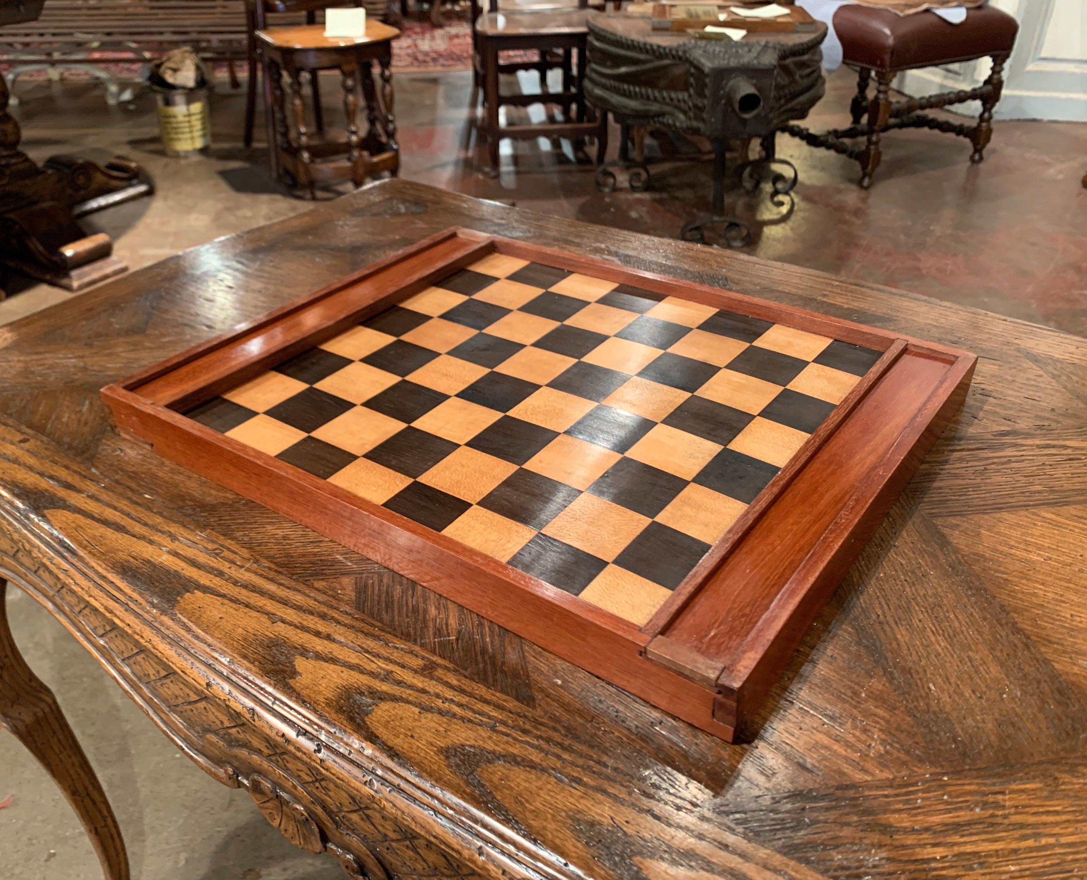 19th Century French Walnut Complete Checkers Board Game 6