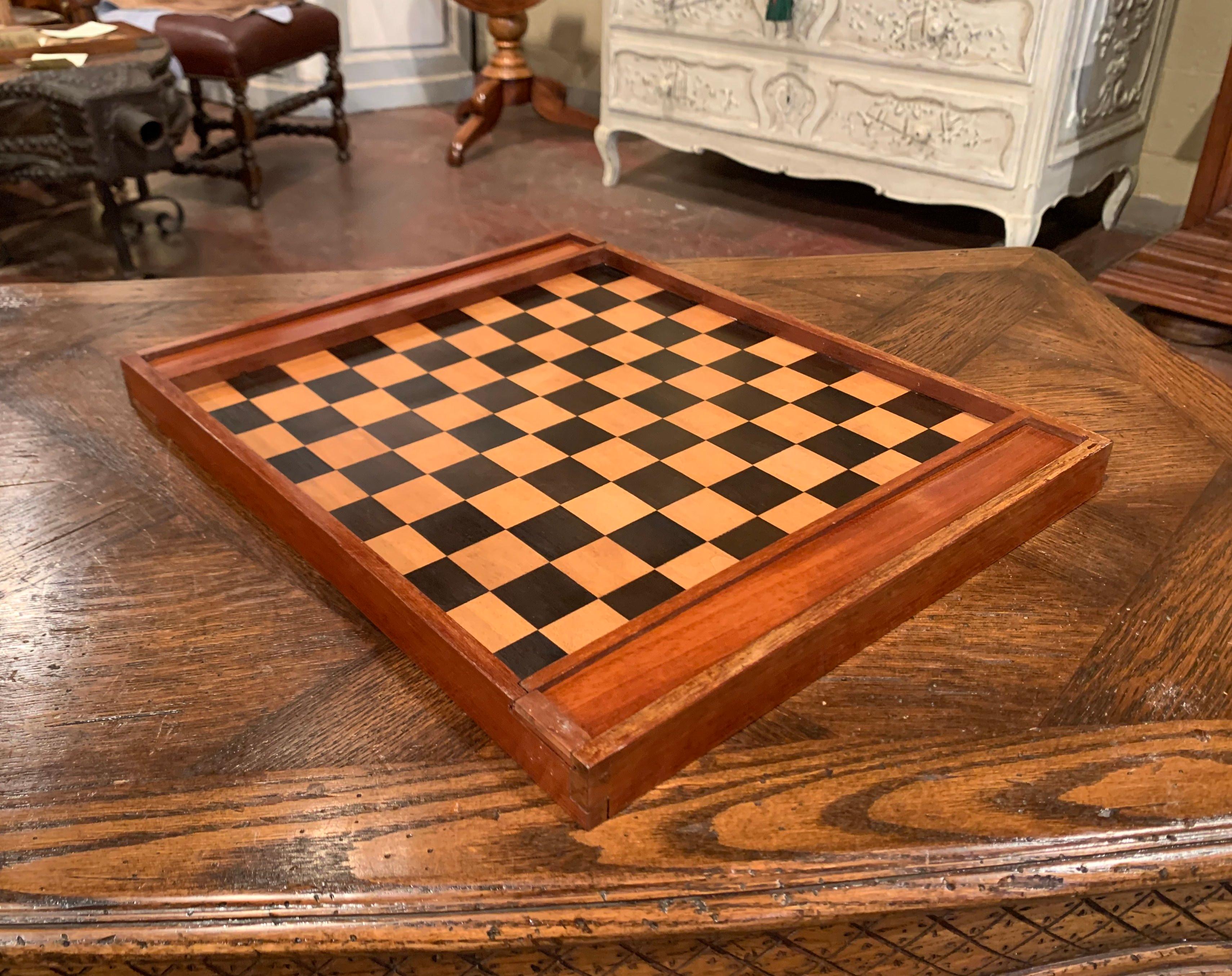 19th Century French Walnut Complete Checkers Board Game 2