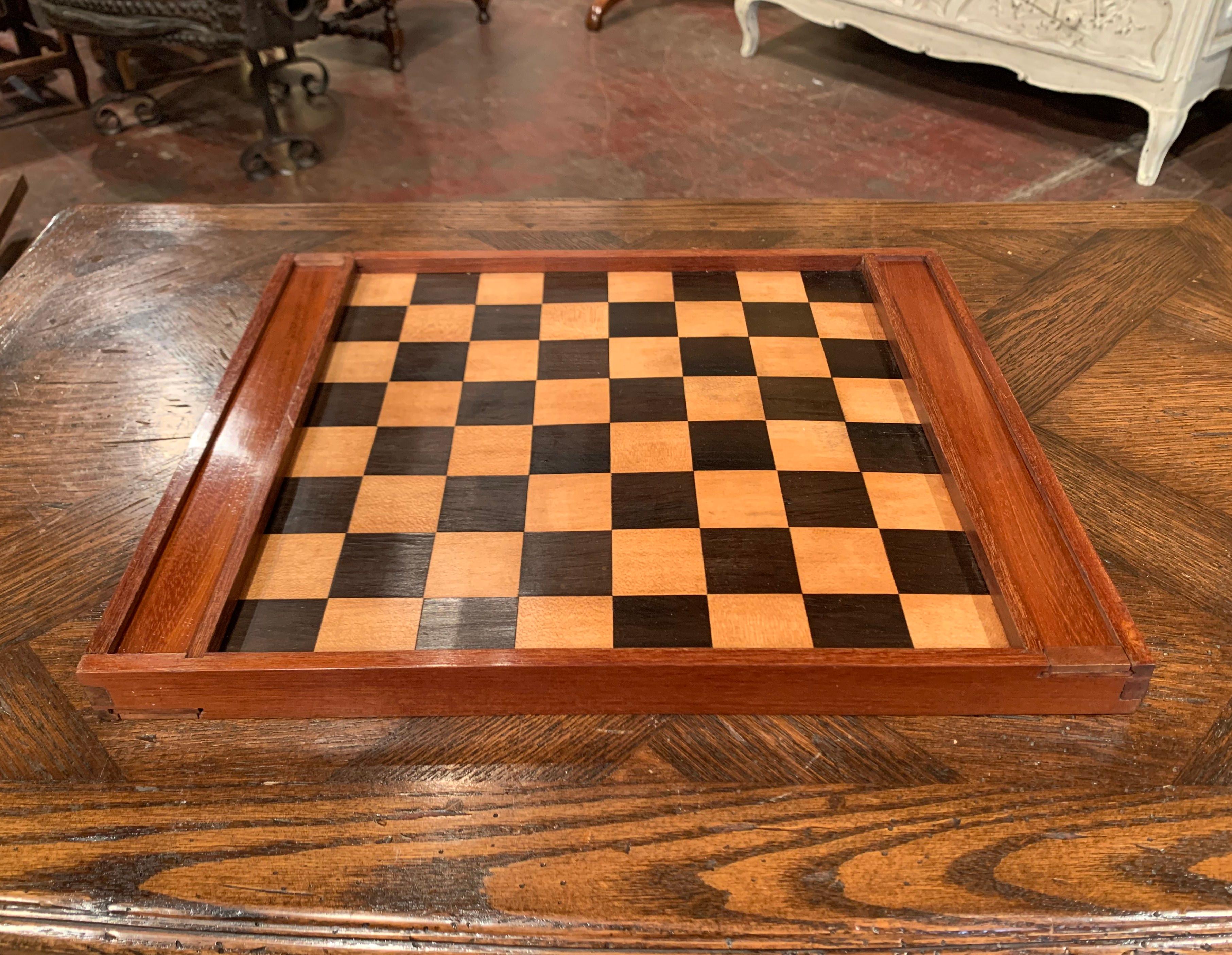 19th Century French Walnut Complete Checkers Board Game 3