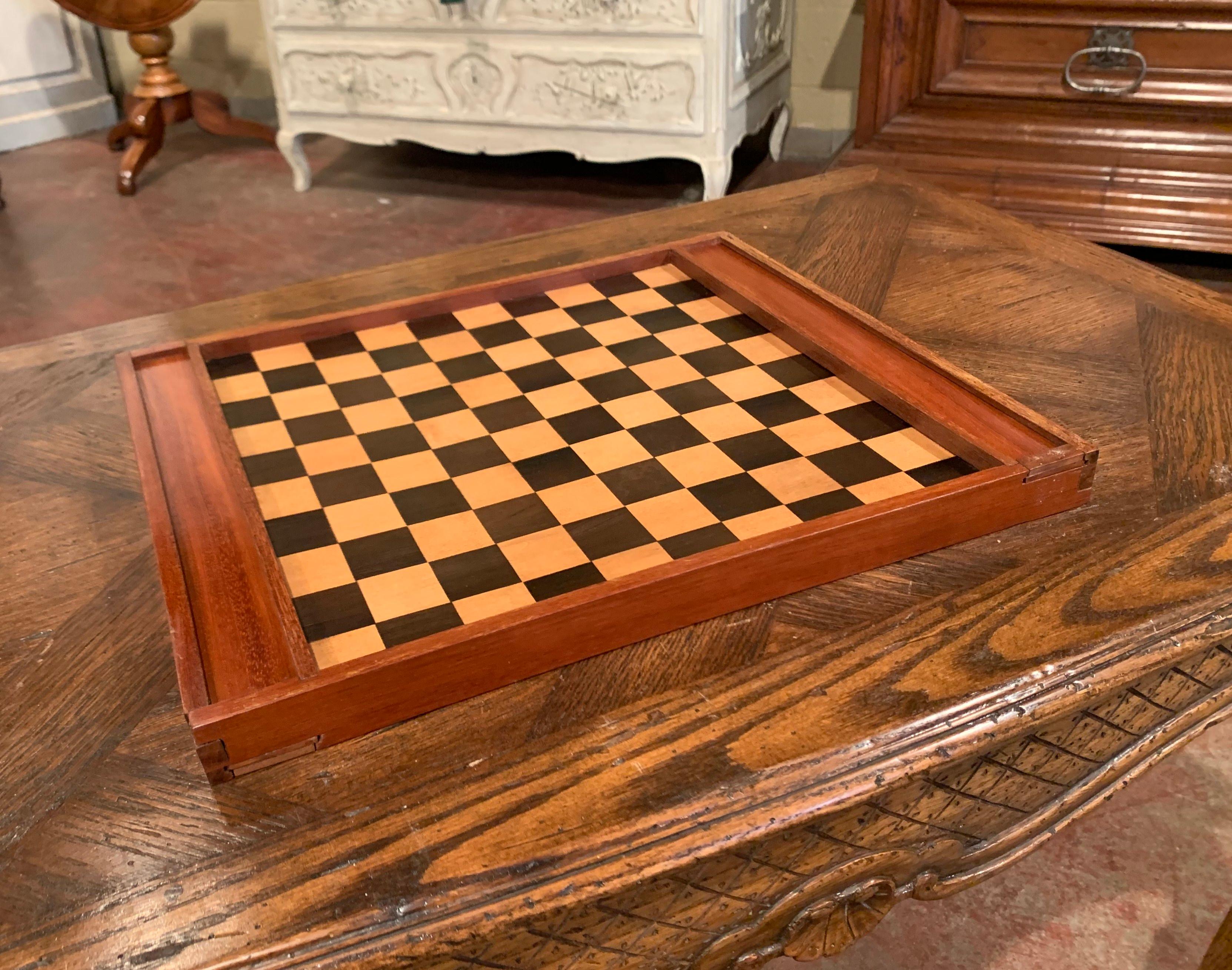 19th Century French Walnut Complete Checkers Board Game 5