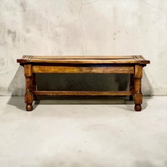 19th Century French Walnut Curved Slatted Bench, circa 1880