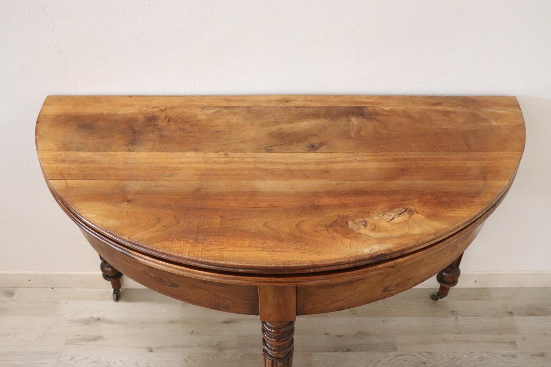 Mid-19th Century 19th Century French Walnut Demilune Table or Dining Table