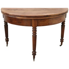 19th Century French Walnut Demilune Table or Dining Table