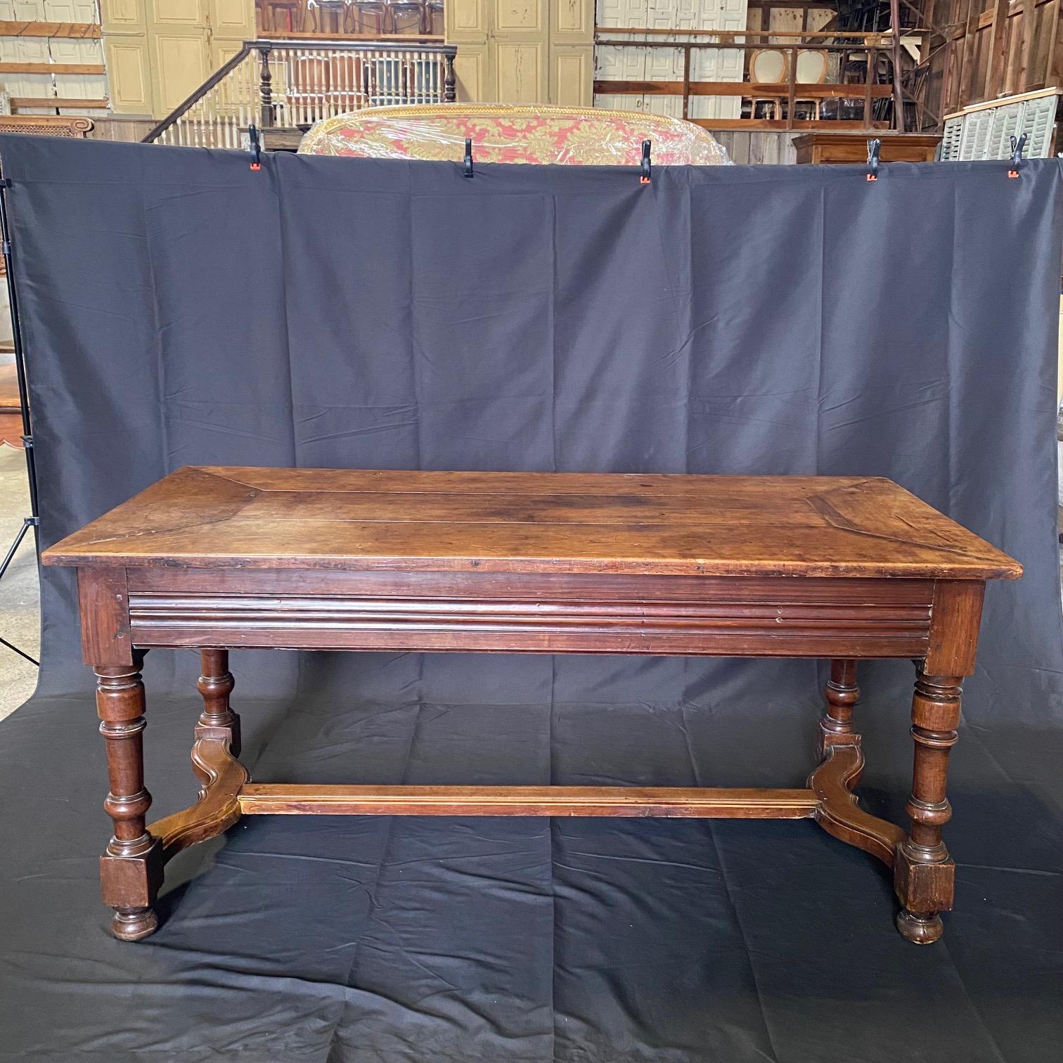 19th Century French Walnut Dining Refectory Table or Desk  7