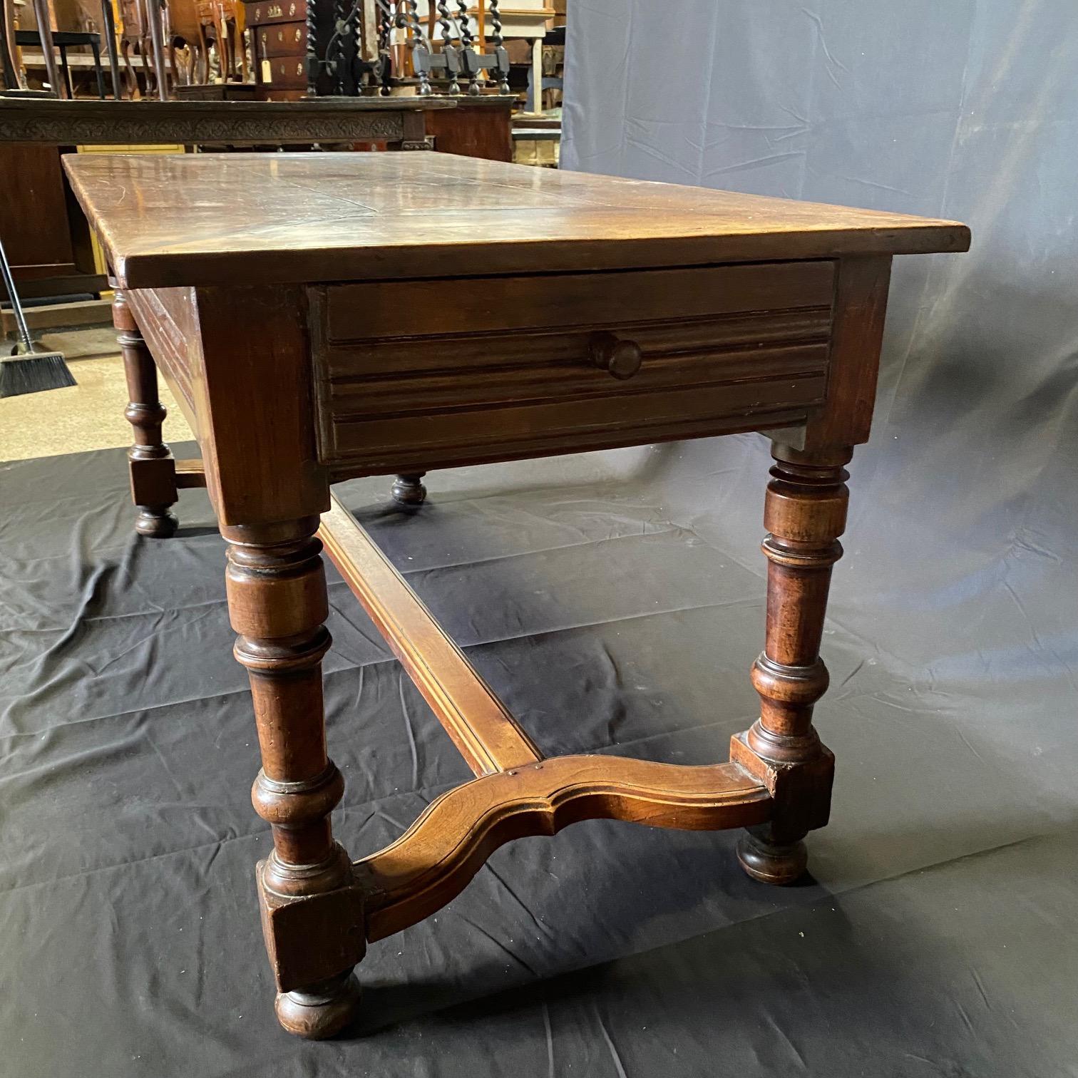 19th Century French Walnut Dining Refectory Table or Desk  2