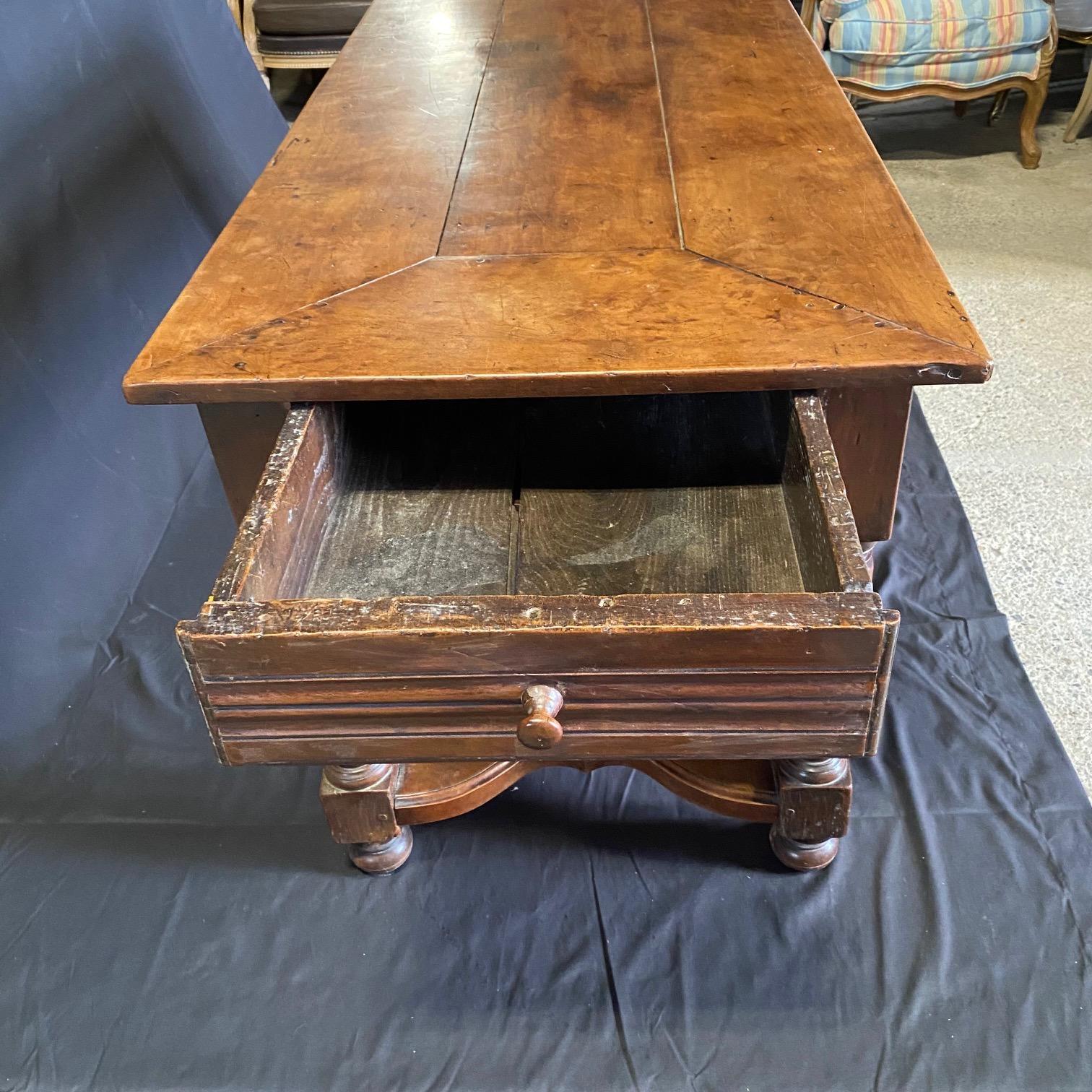 19th Century French Walnut Dining Refectory Table or Desk  5