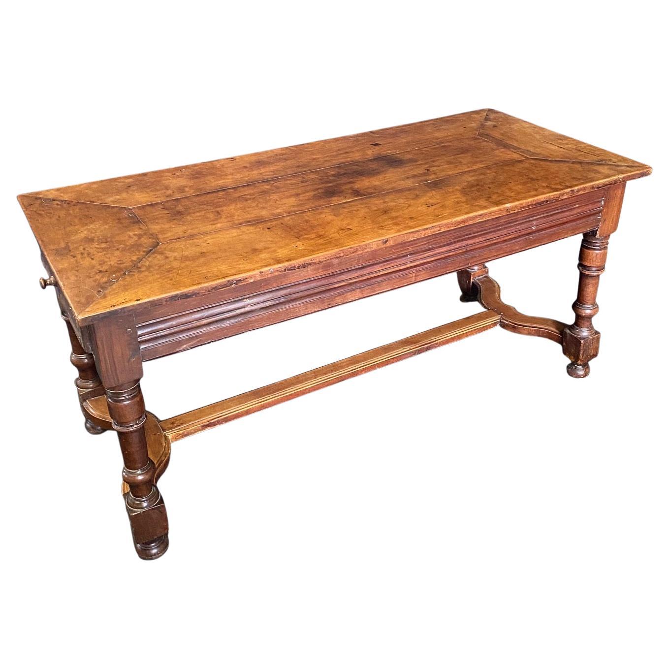 19th Century French Walnut Dining Refectory Table or Desk 
