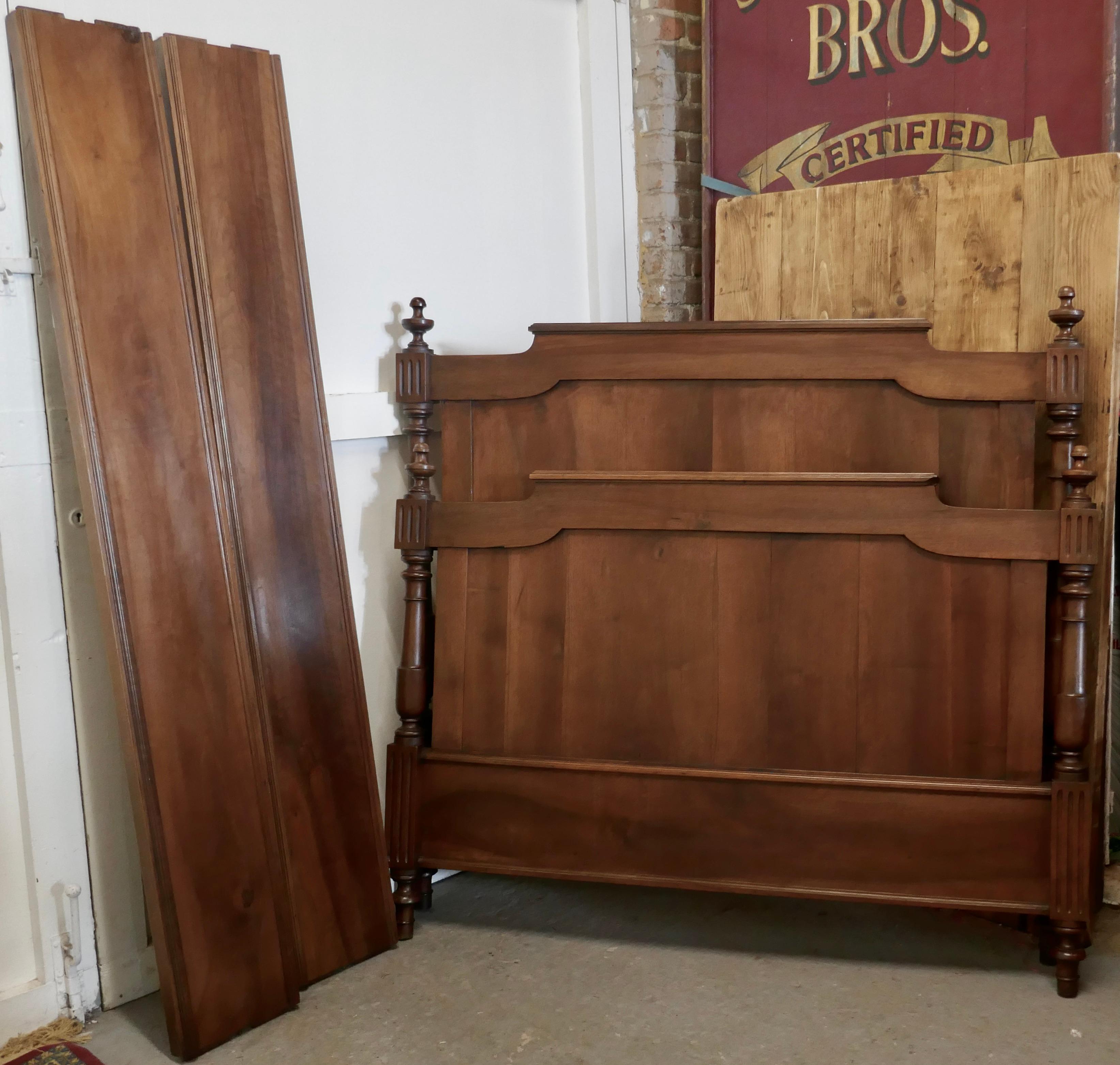 19th Century French Walnut Double Bed 6