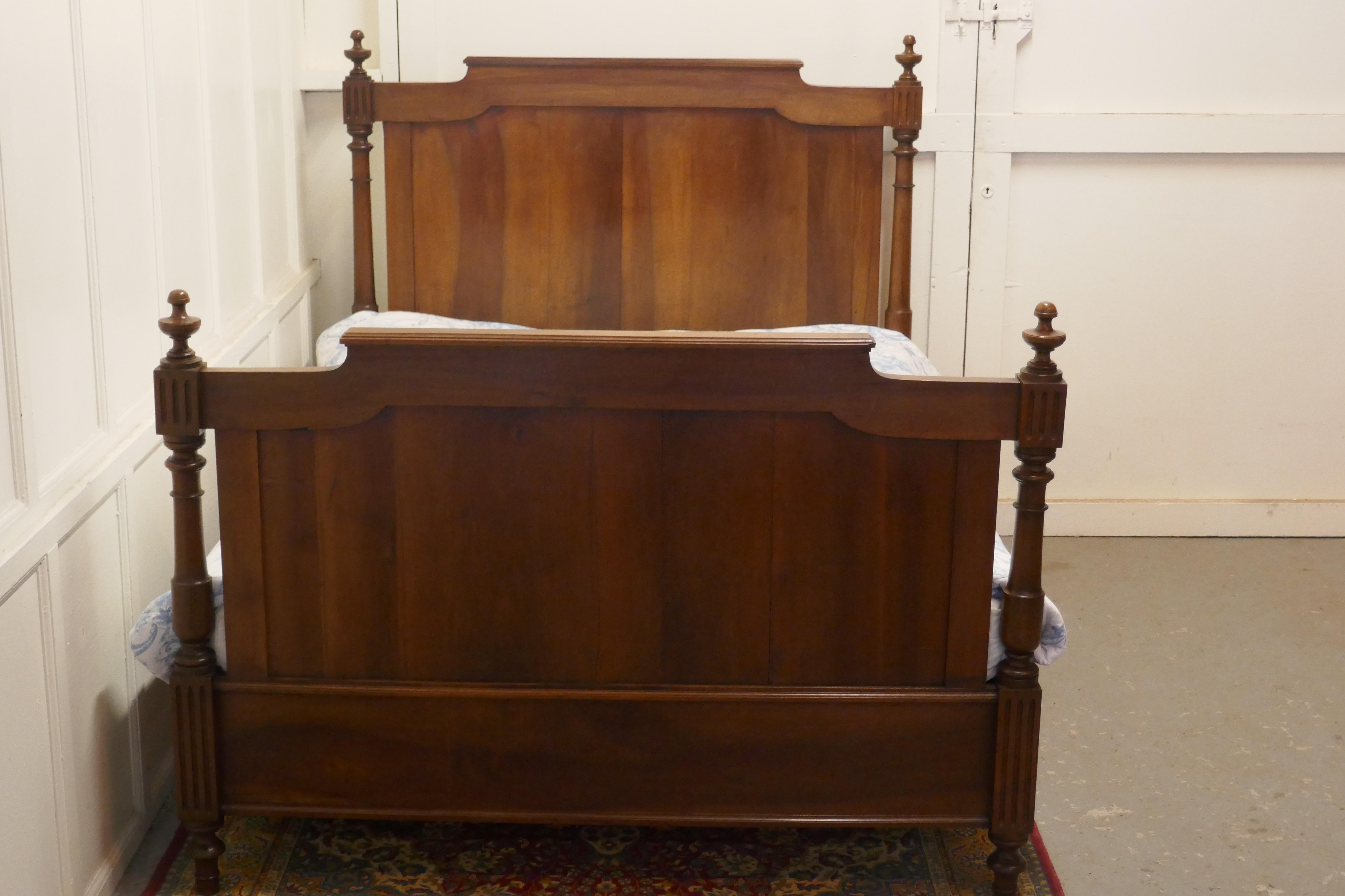 French Provincial 19th Century French Walnut Double Bed