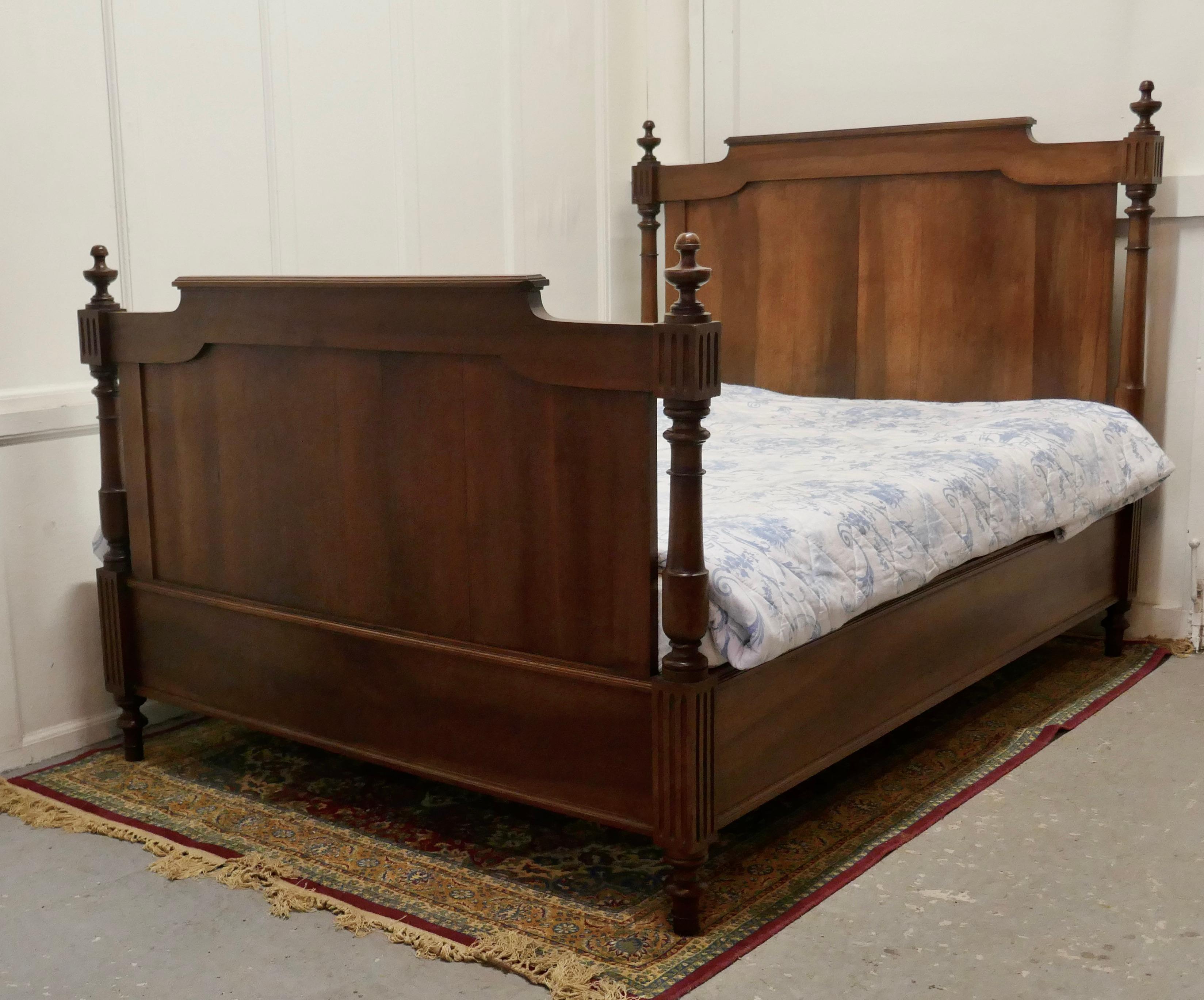 19th Century French Walnut Double Bed 1