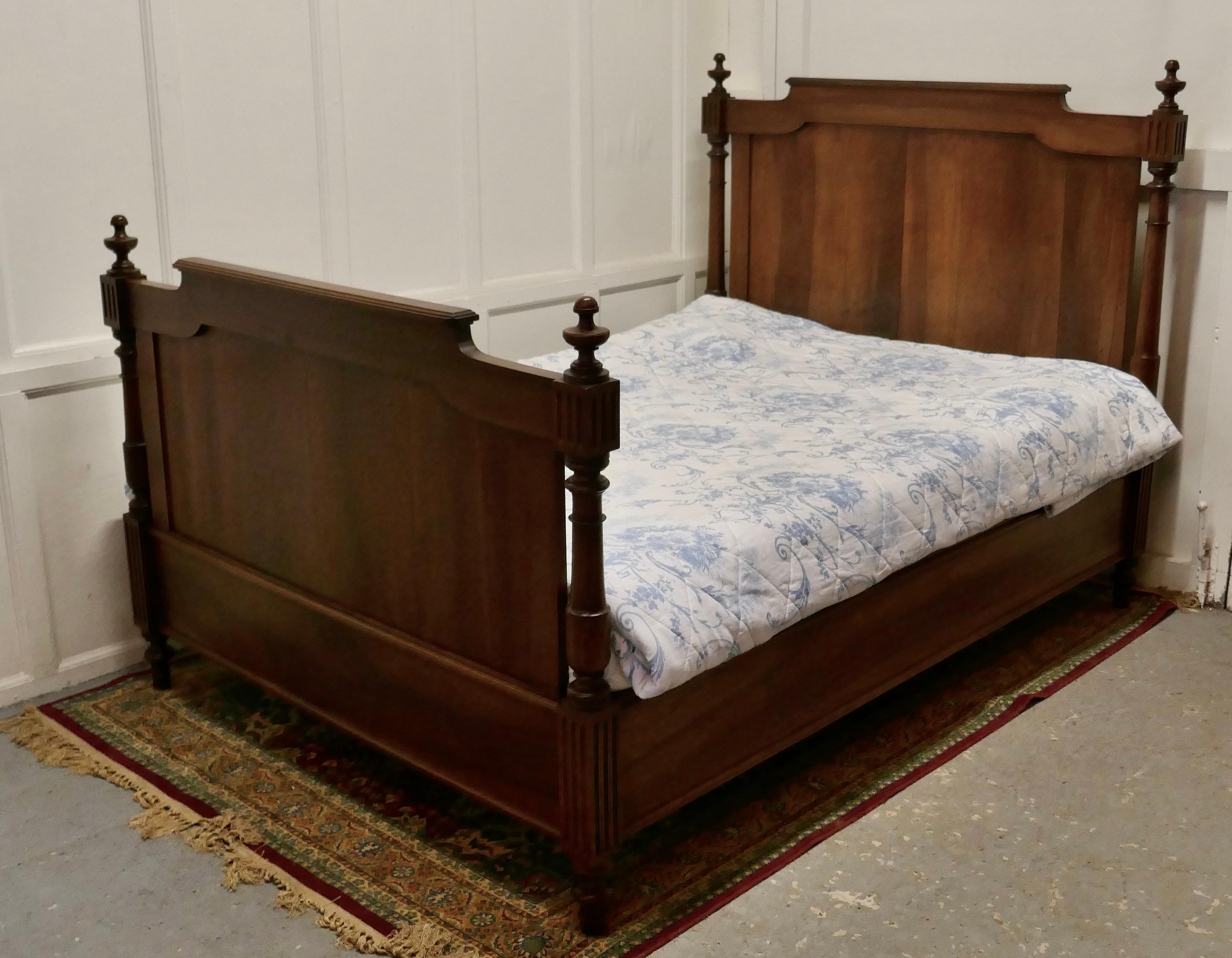 19th Century French Walnut Double Bed 2