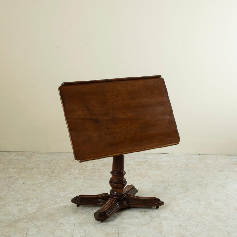 19th Century French Walnut Drafting Table or Standing Desk with Maker’s