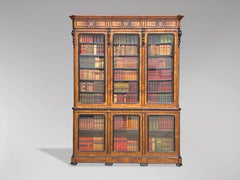 19th Century French Walnut & Ebony Library Bookcase