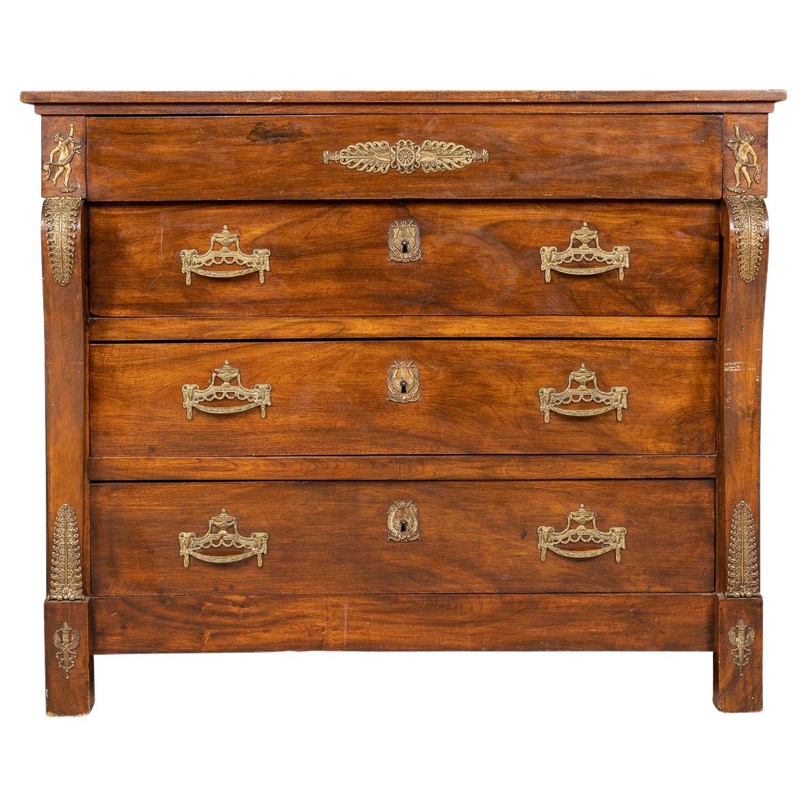 19th Century French Walnut Empire Style Chest of Drawers, circa 1820