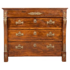 19th Century French Walnut Empire Style Chest of Drawers, circa 1820