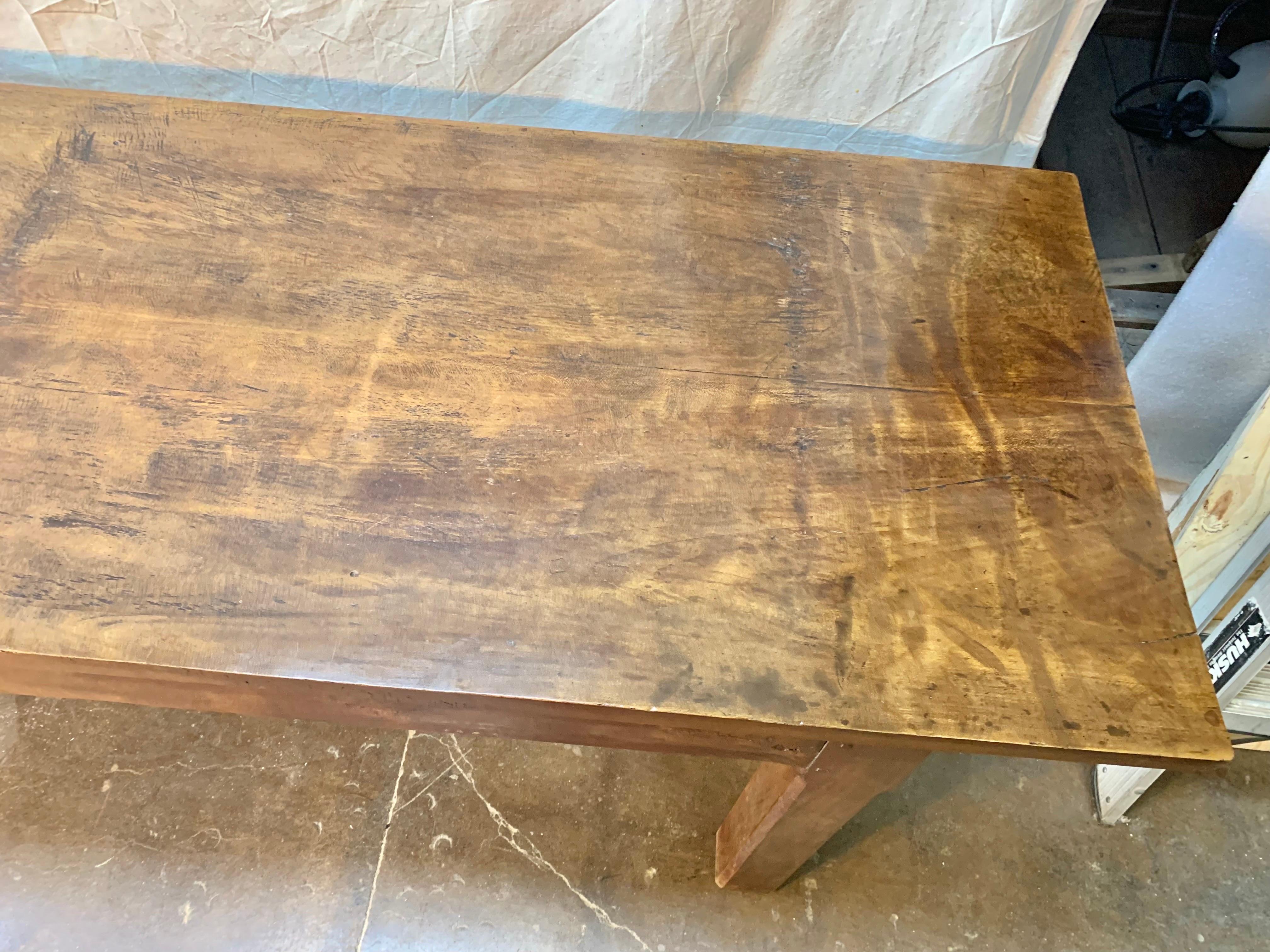 19th Century French Walnut Farm Harvest Table or Console 6