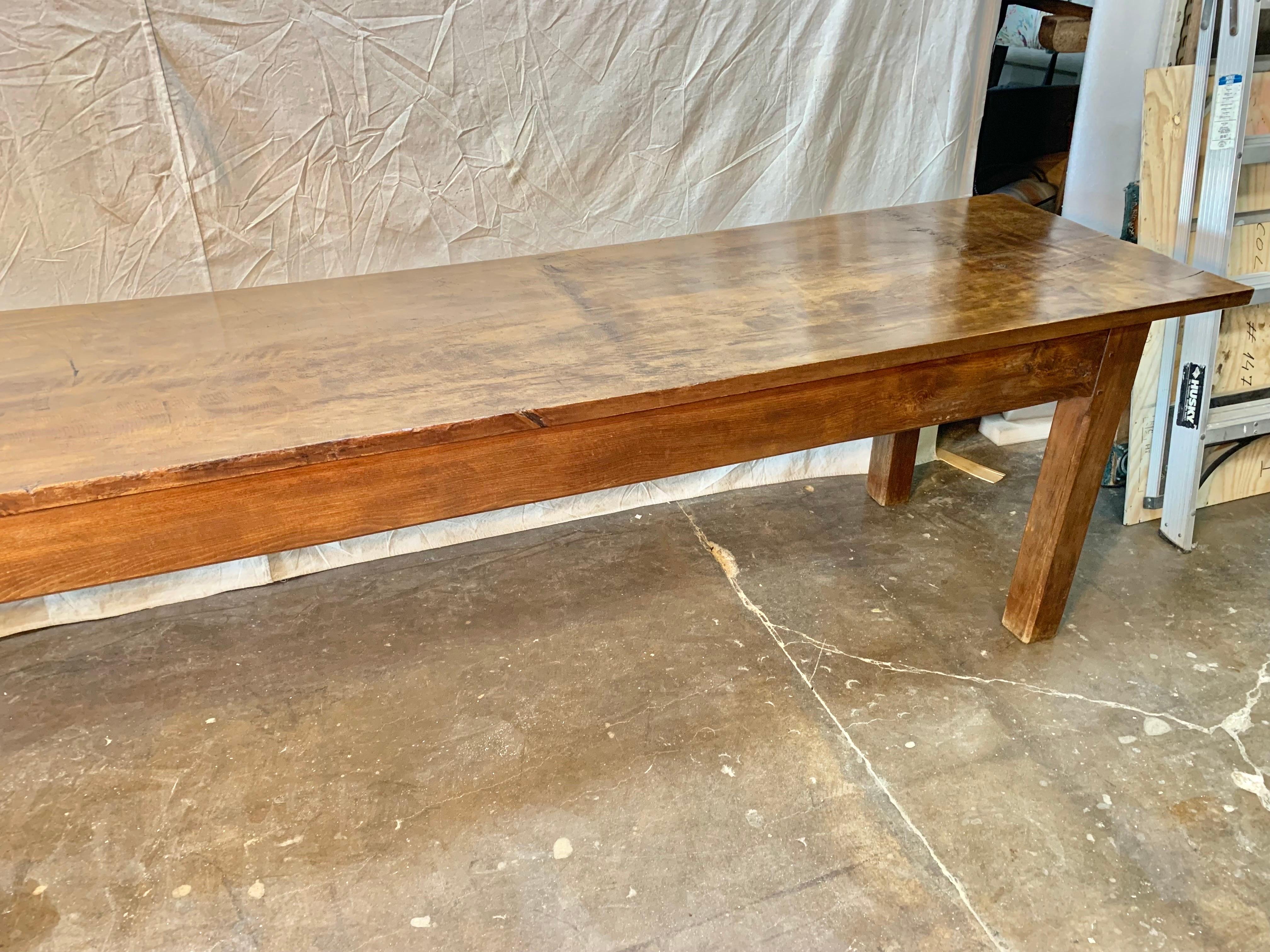 19th Century French Walnut Farm Harvest Table or Console 3