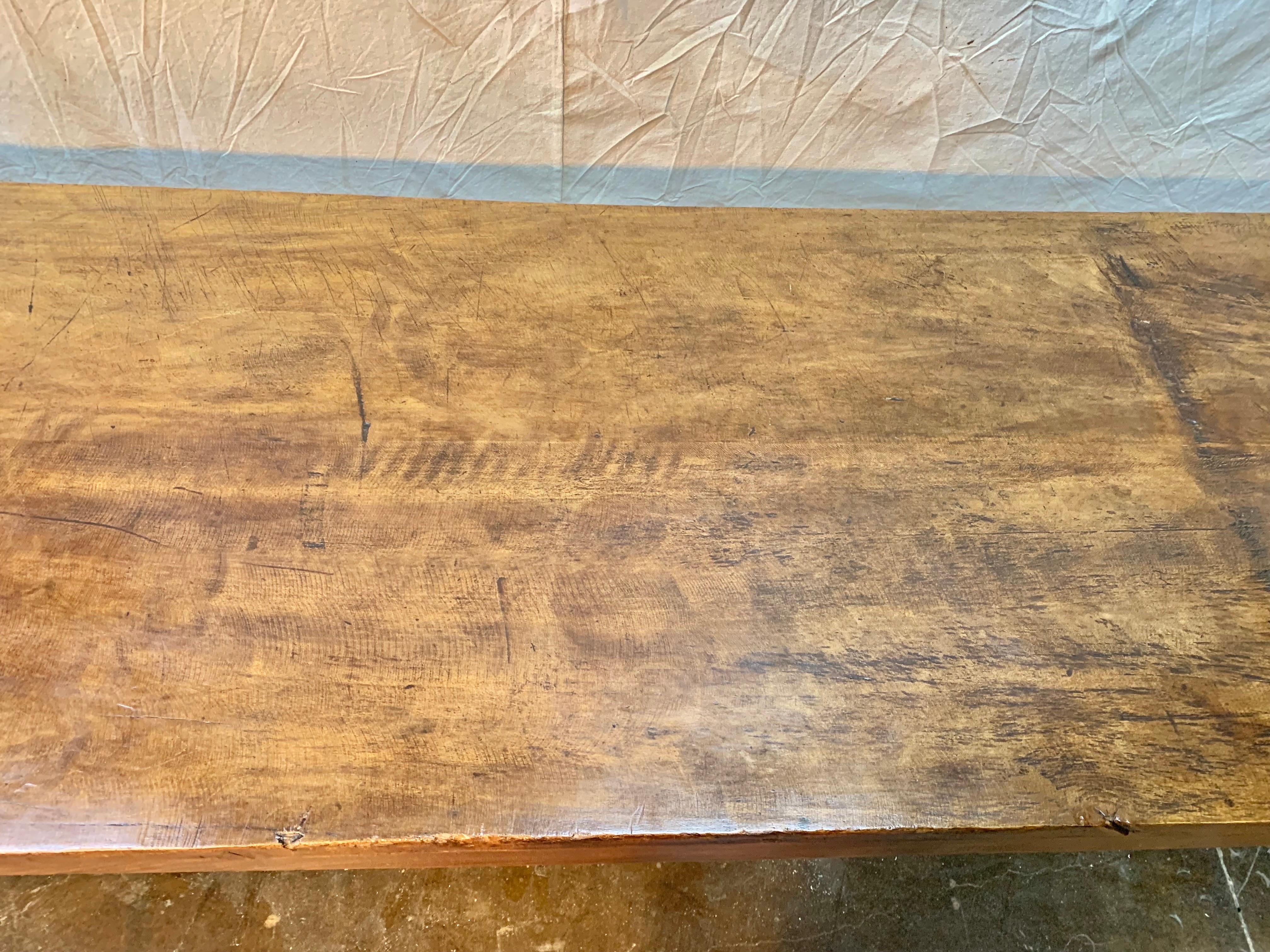19th Century French Walnut Farm Harvest Table or Console 5