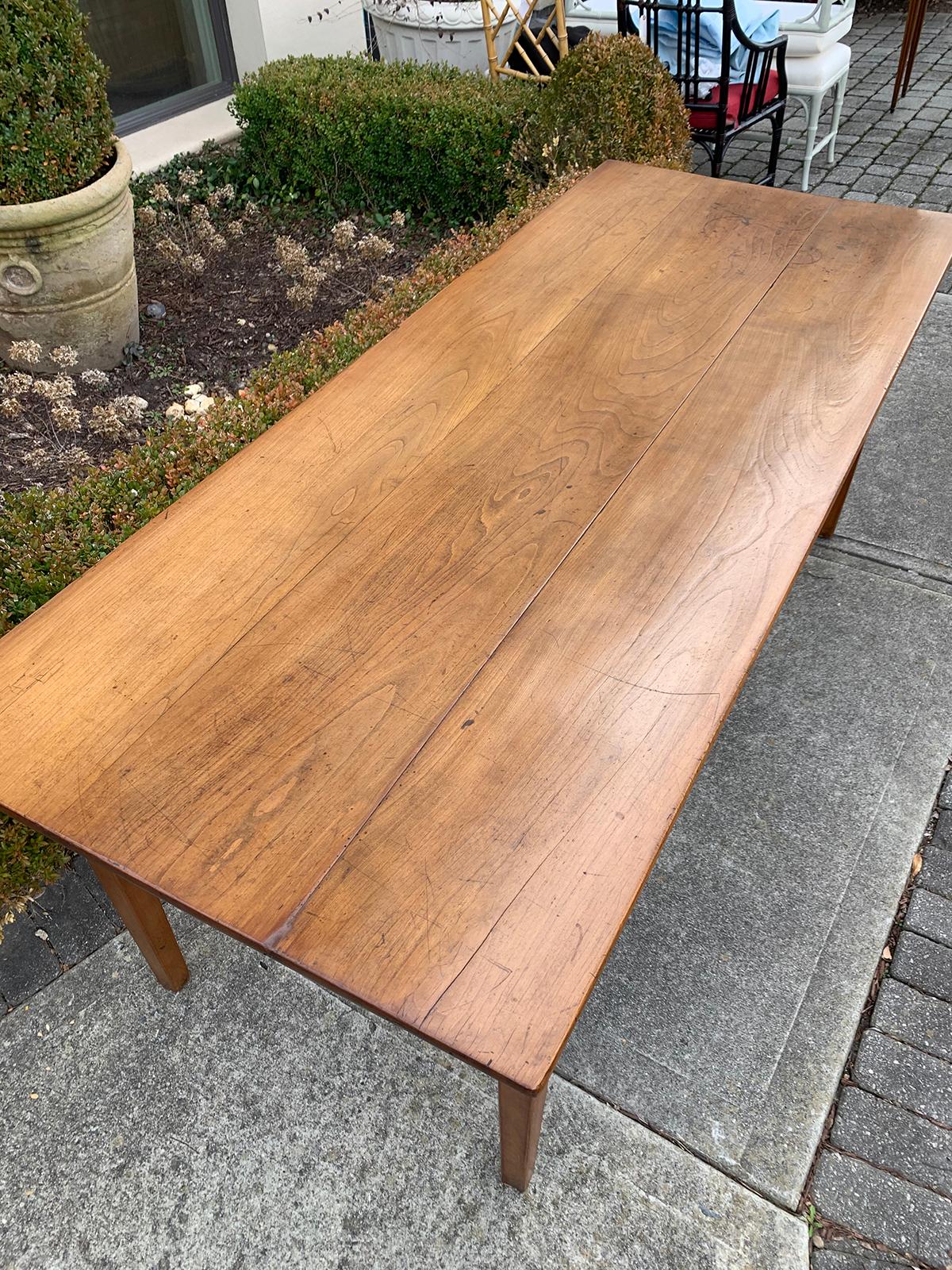 Wood 19th Century French Walnut Farm Table, One Drawer, One Slide