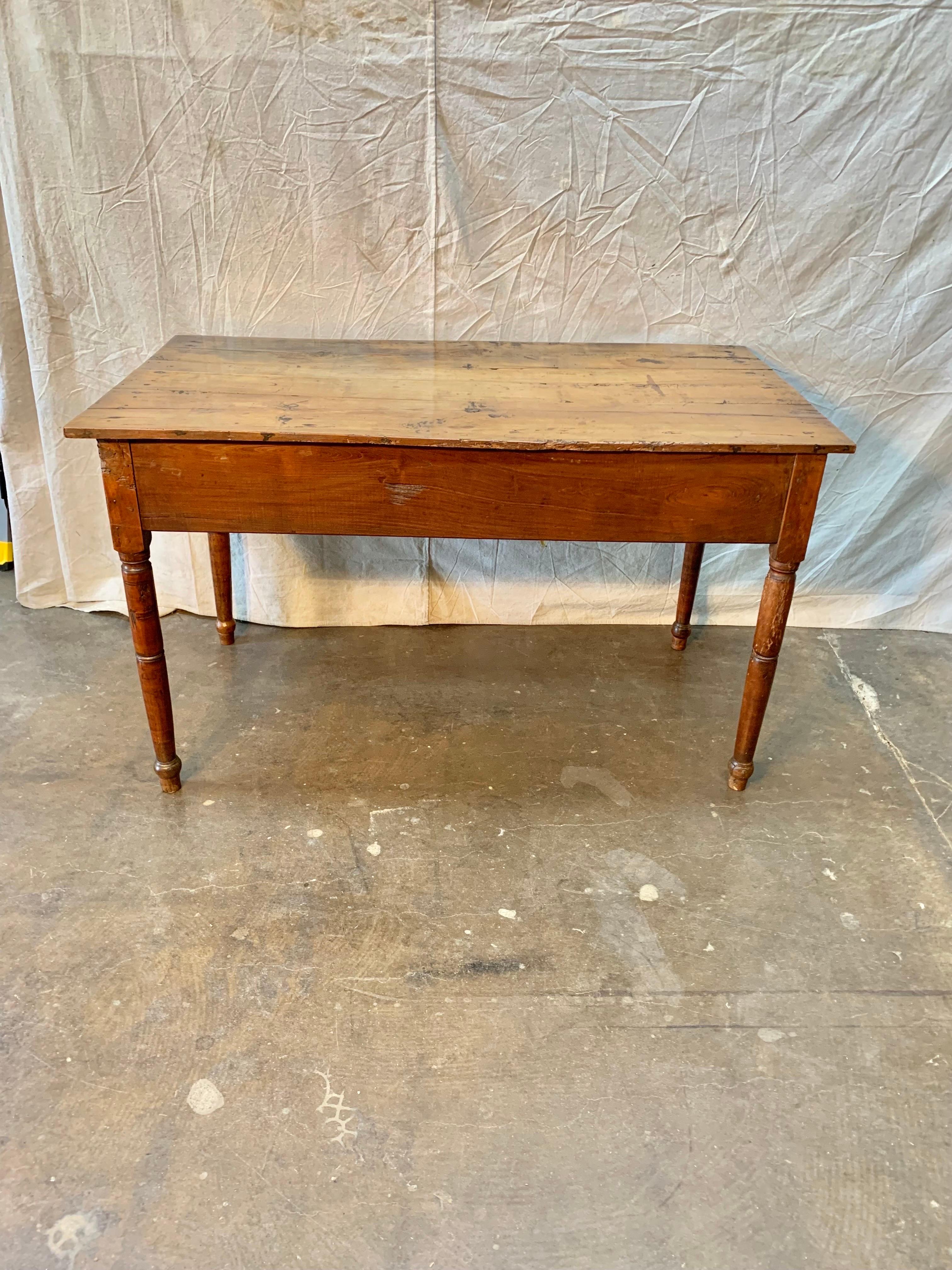 19th Century French Walnut Farm Table With Sliding Panels and Storage For Sale 9