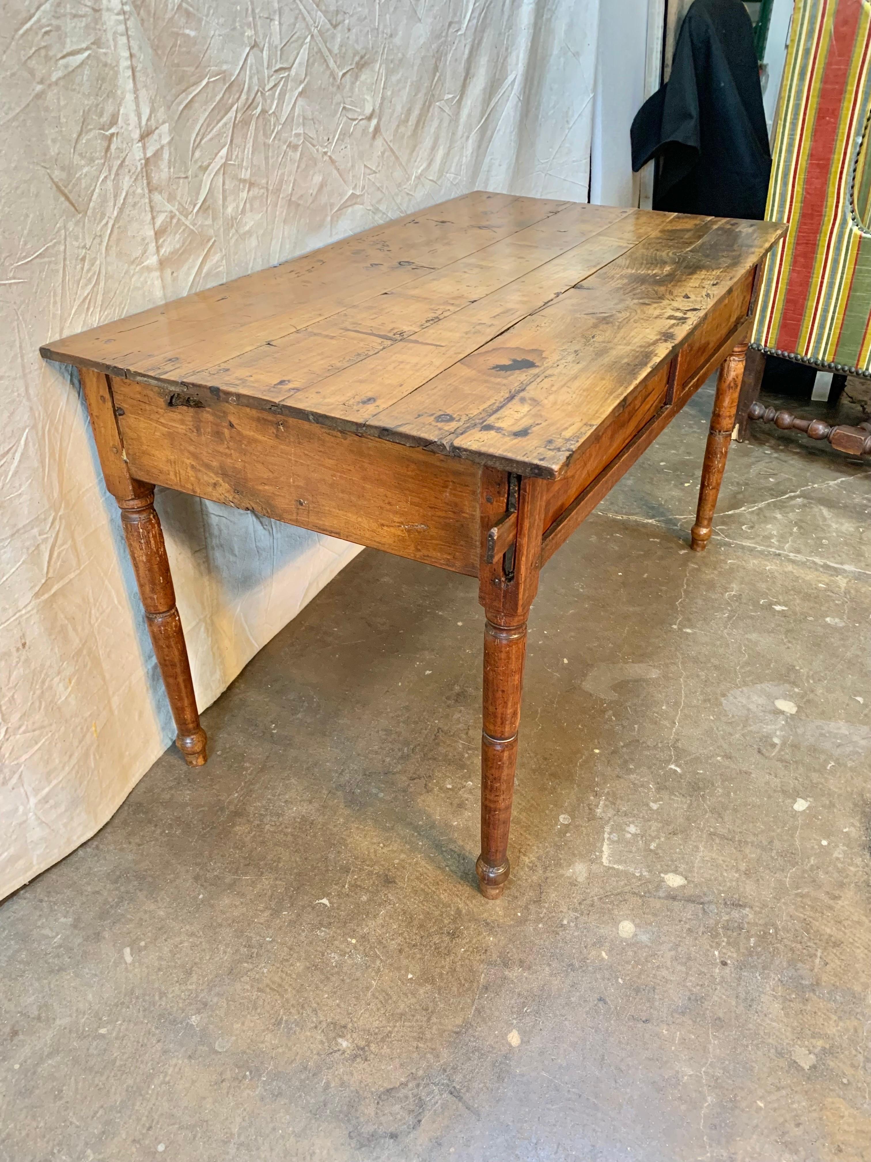 19th Century French Walnut Farm Table With Sliding Panels and Storage In Good Condition For Sale In Burton, TX