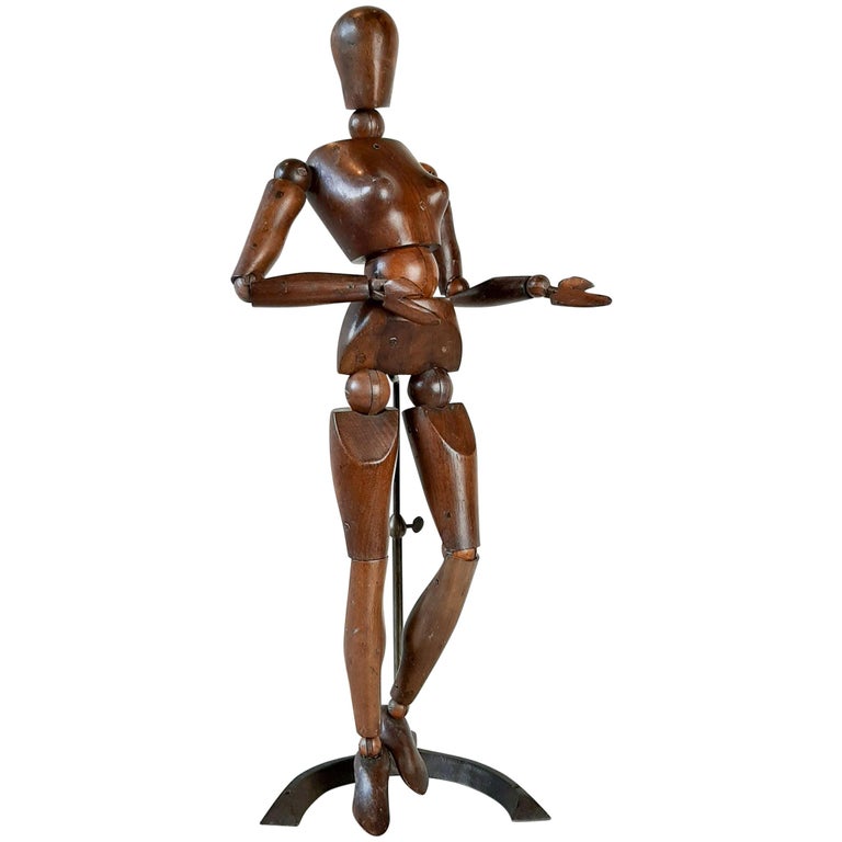 19th Century French Walnut Female Artist Mannequin at 1stDibs