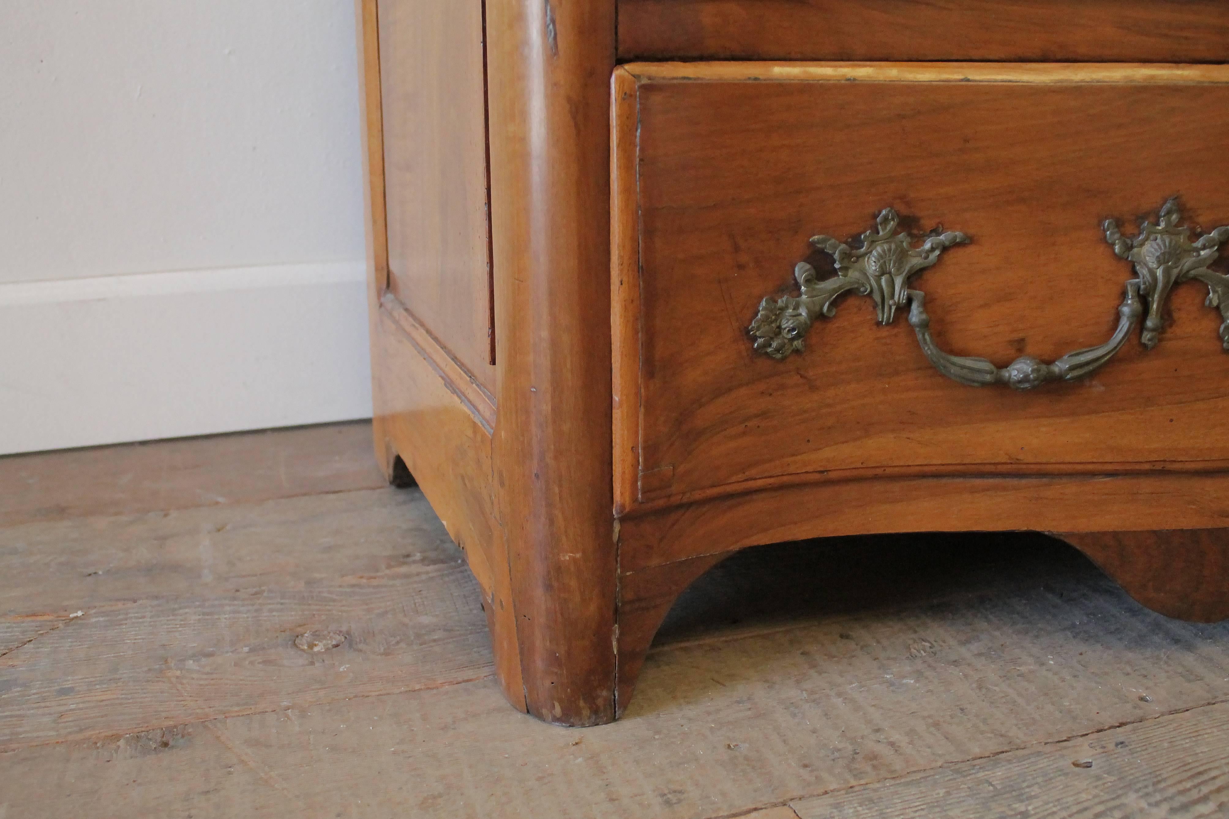 19th Century French Walnut Five-Drawer Chest with Marble Top 5