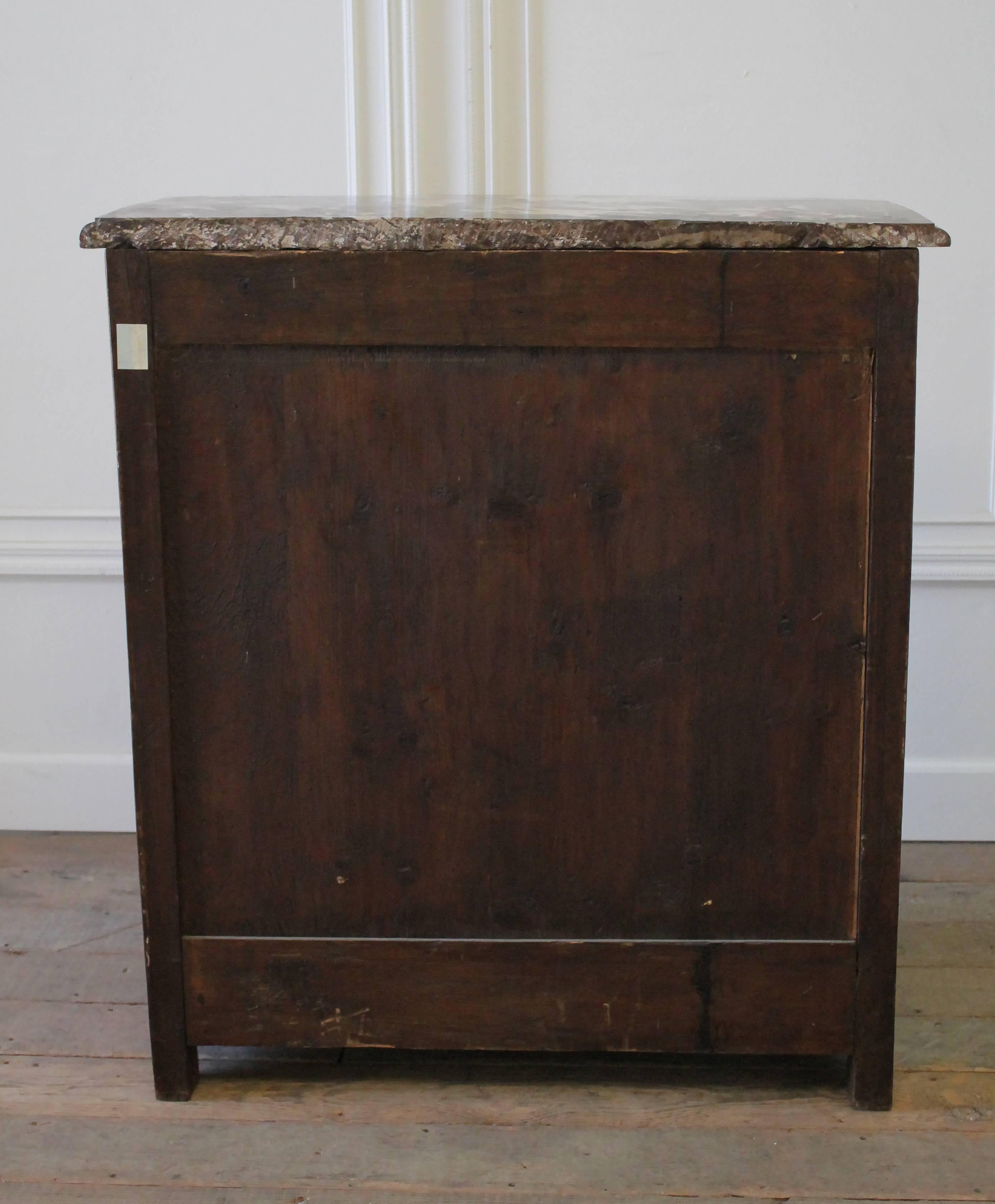 19th Century French Walnut Five-Drawer Chest with Marble Top 7