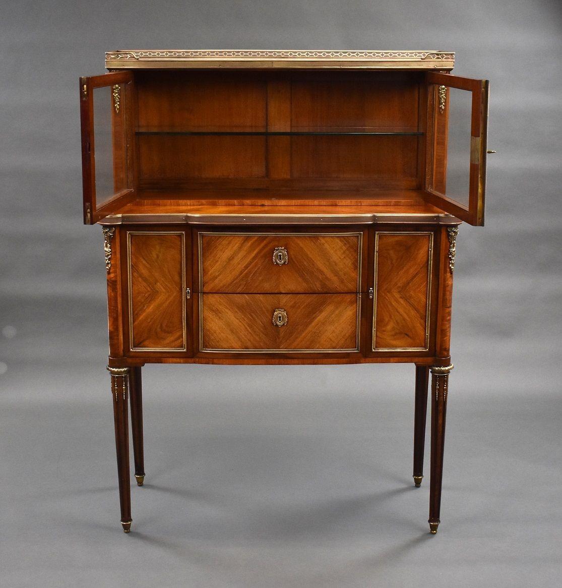 19th Century French Walnut Glass Top Commode For Sale 7