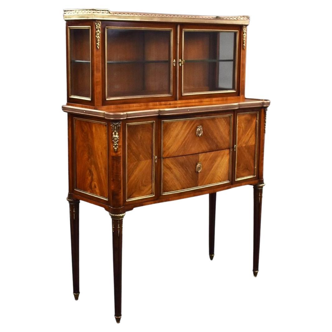 19th Century French Walnut Glass Top Commode For Sale