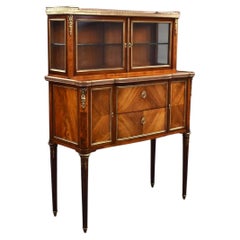 19th Century French Walnut Glass Top Commode