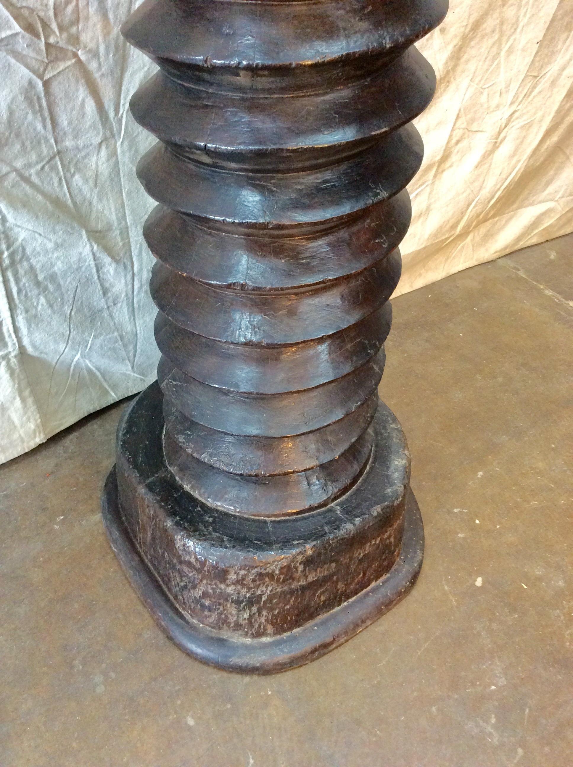 19th Century French Walnut Grape Press Pedestal 3