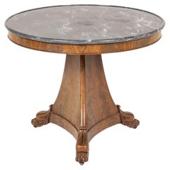 19th Century French Walnut Guéridon with Marble Top