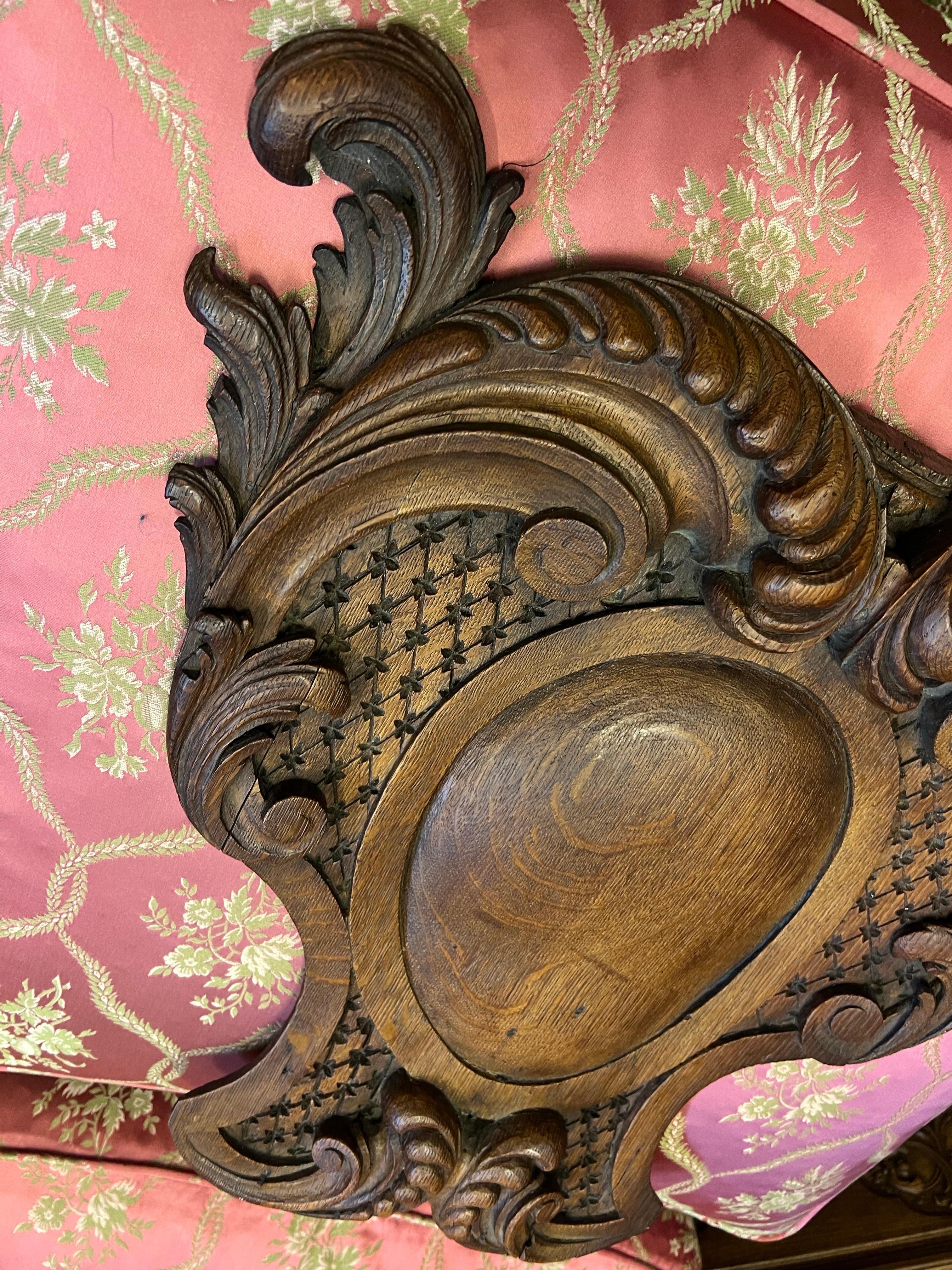 Hand-Carved 19th Century French Walnut Hand Carved Wall Decoration For Sale
