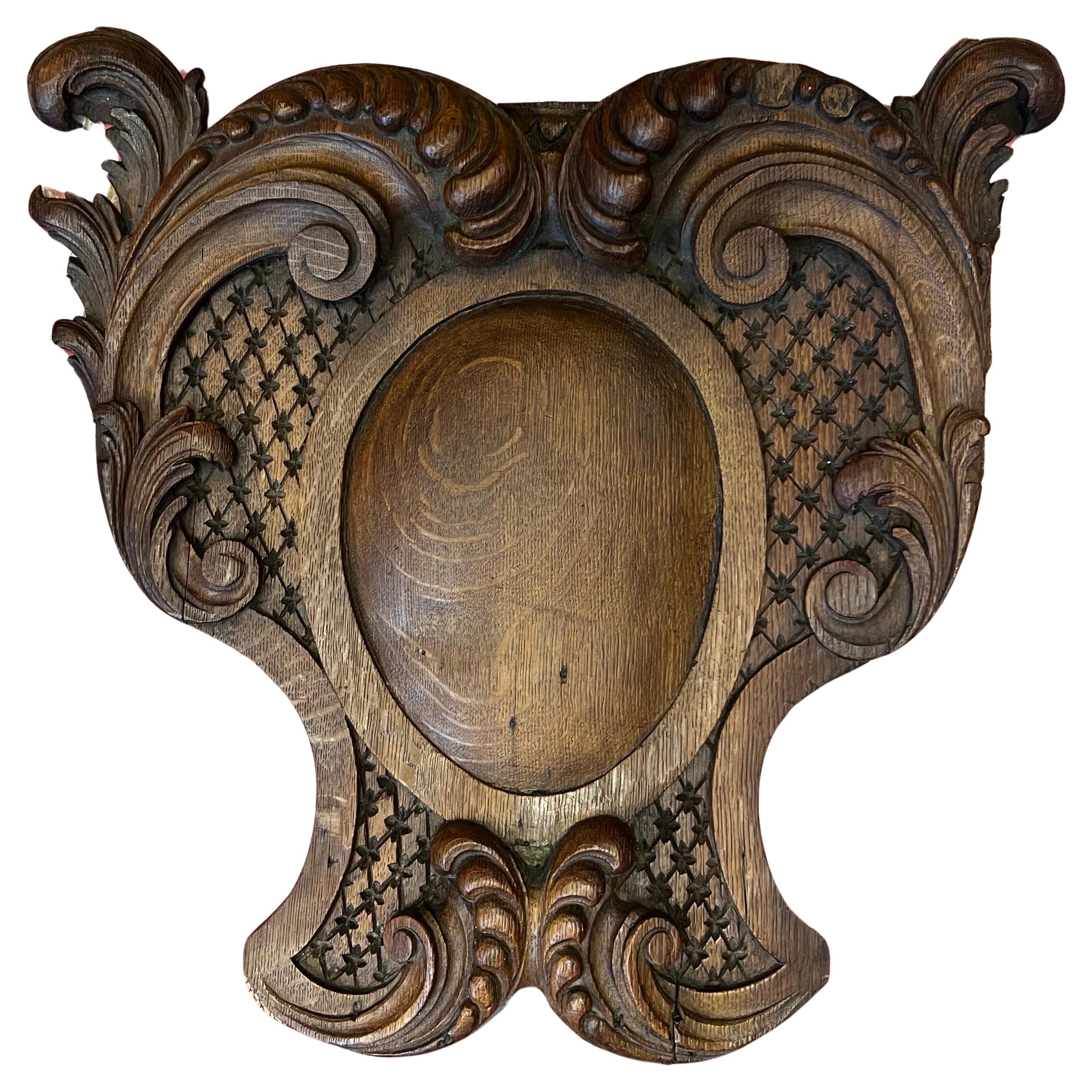 19th Century French Walnut Hand Carved Wall Decoration