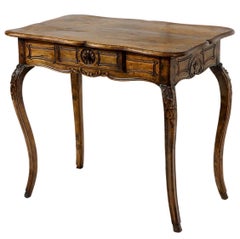 19th Century French Walnut Hand Carved Writing / Side Table