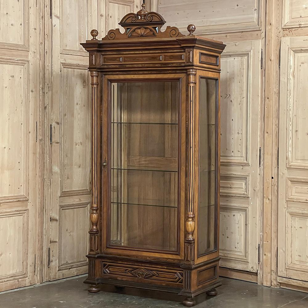 Neoclassical Revival 19th Century French Walnut Henri II Bookcase ~ Display Armoire For Sale