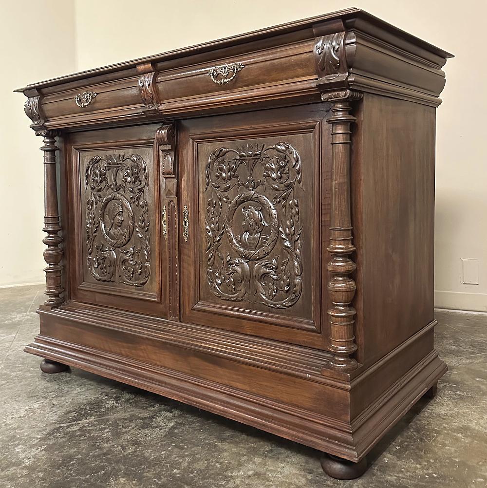 19th Century French Walnut Henri II Buffet For Sale 12