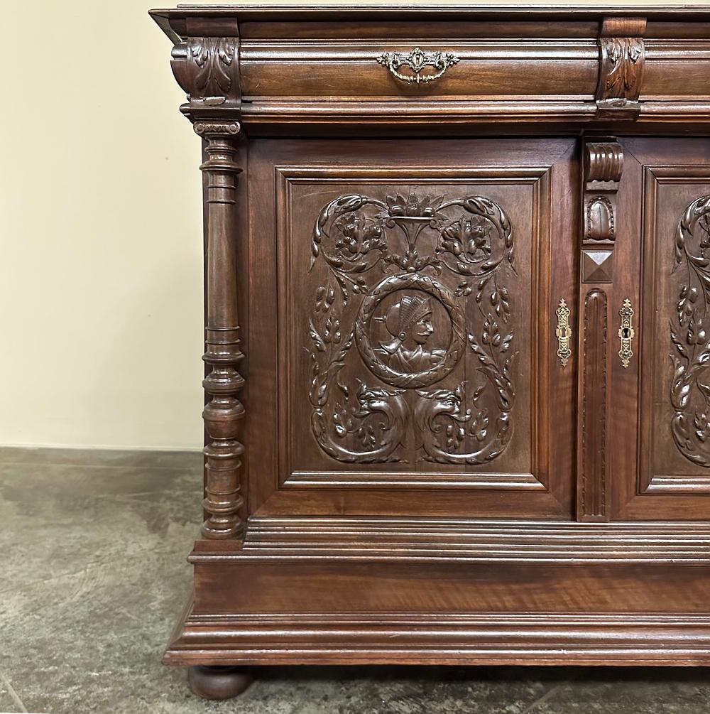 19th Century French Walnut Henri II Buffet For Sale 2