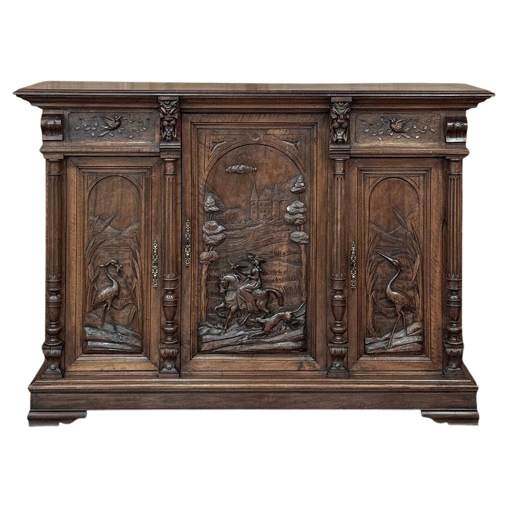 Buffet di caccia in noce francese del XIX secolo ~ Mobile in vendita