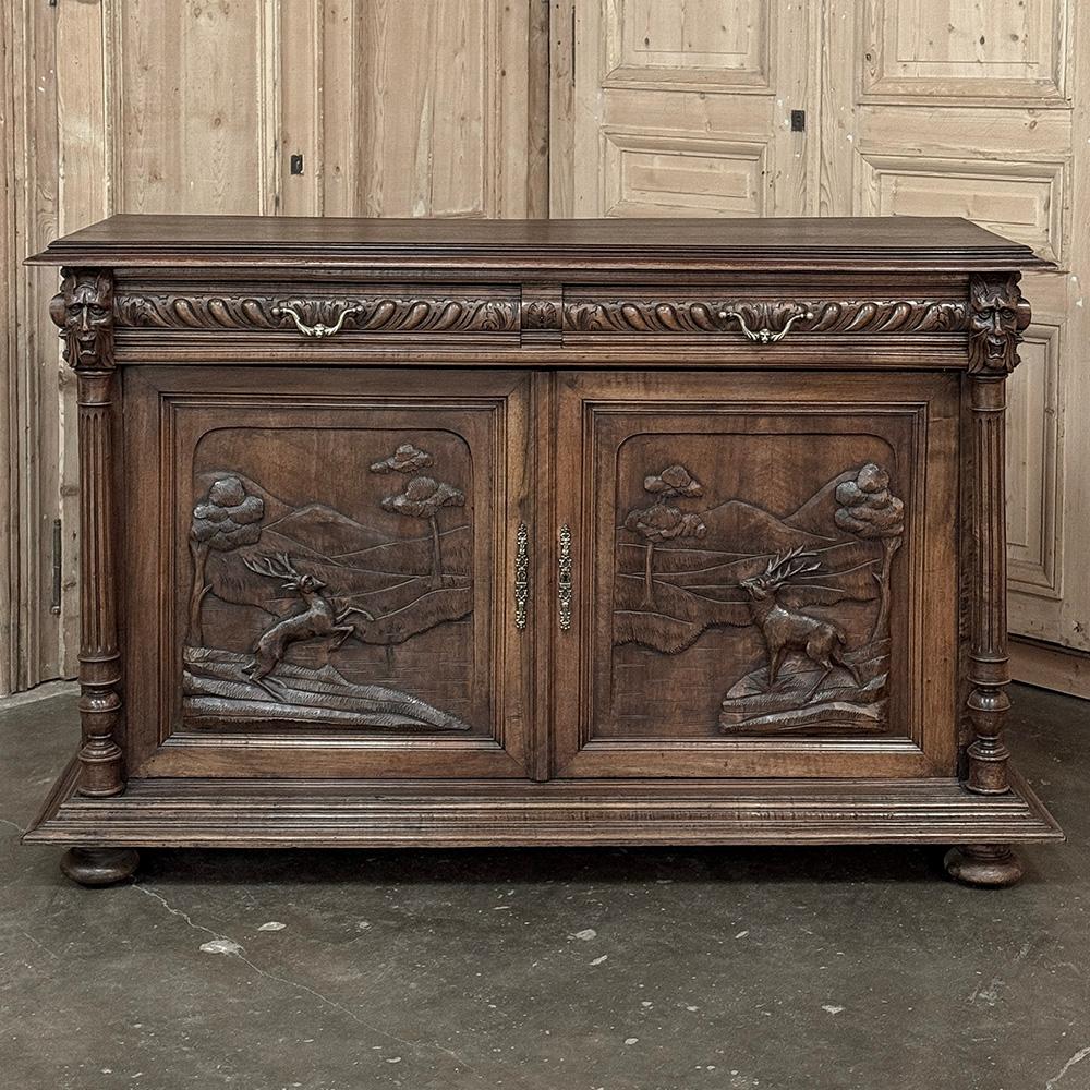 Francese Buffet di caccia in noce francese del XIX secolo ~ Credenza in vendita