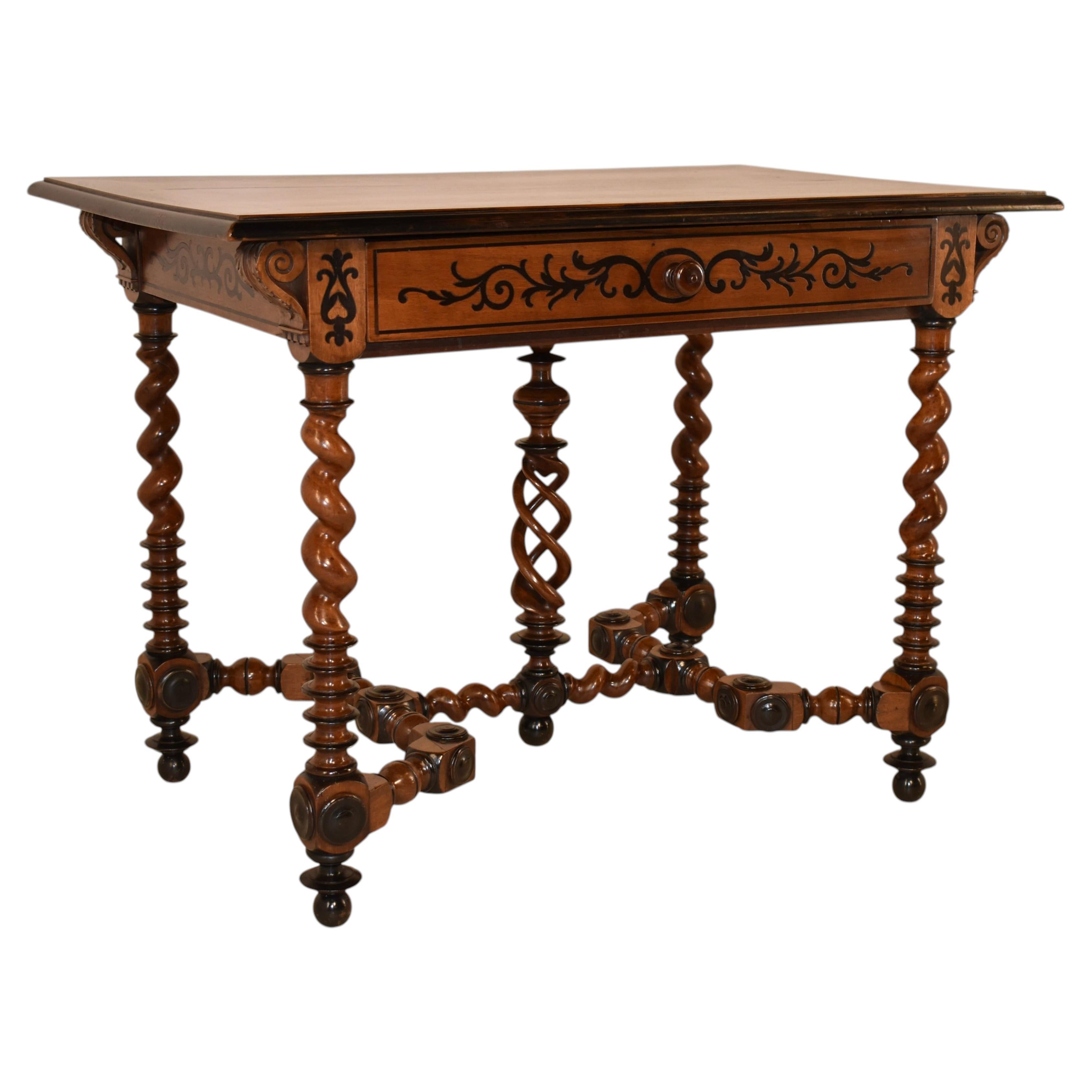 19th Century French Walnut Inlaid Desk For Sale