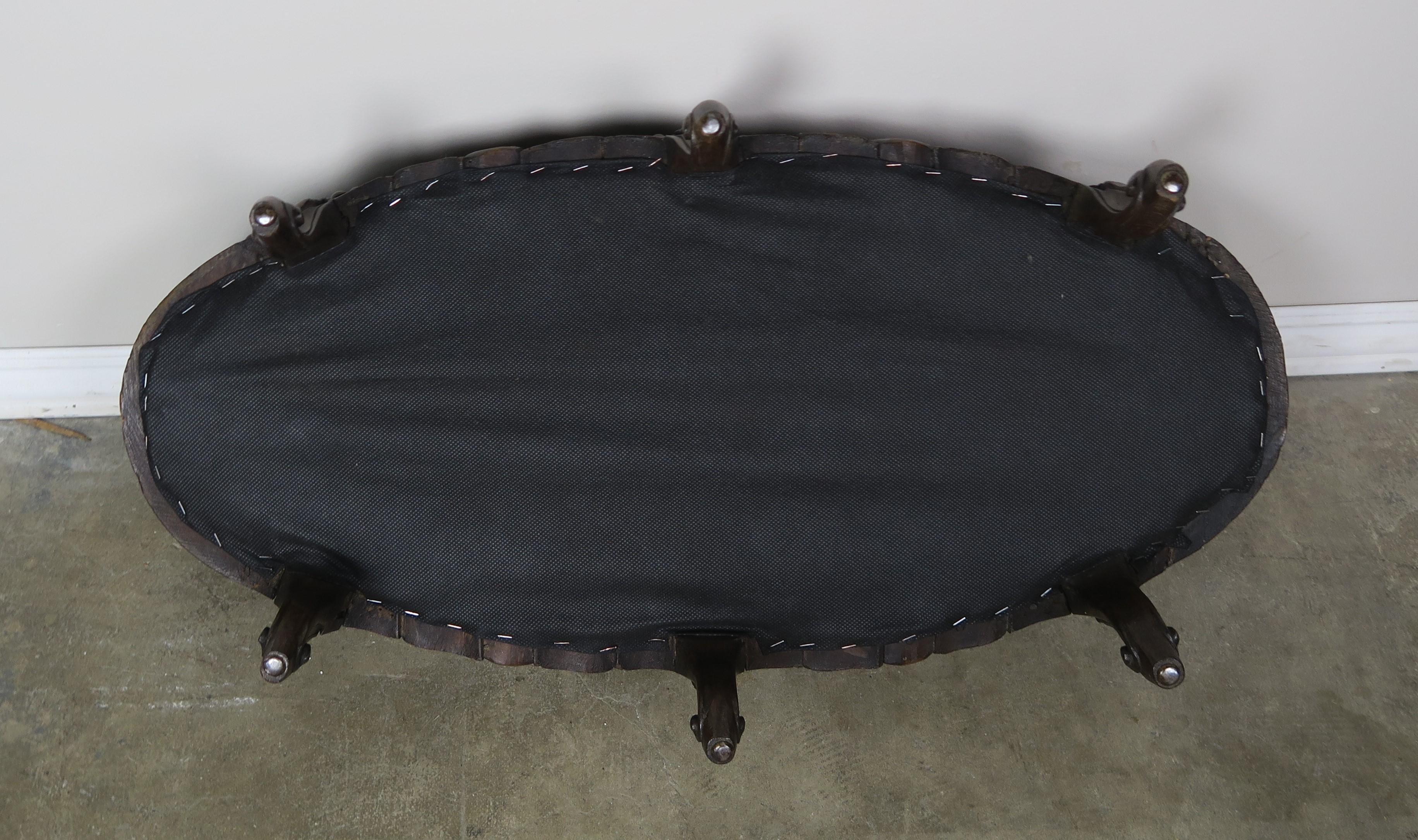19th century French Walnut Leather Louis XV Style Footstool 6