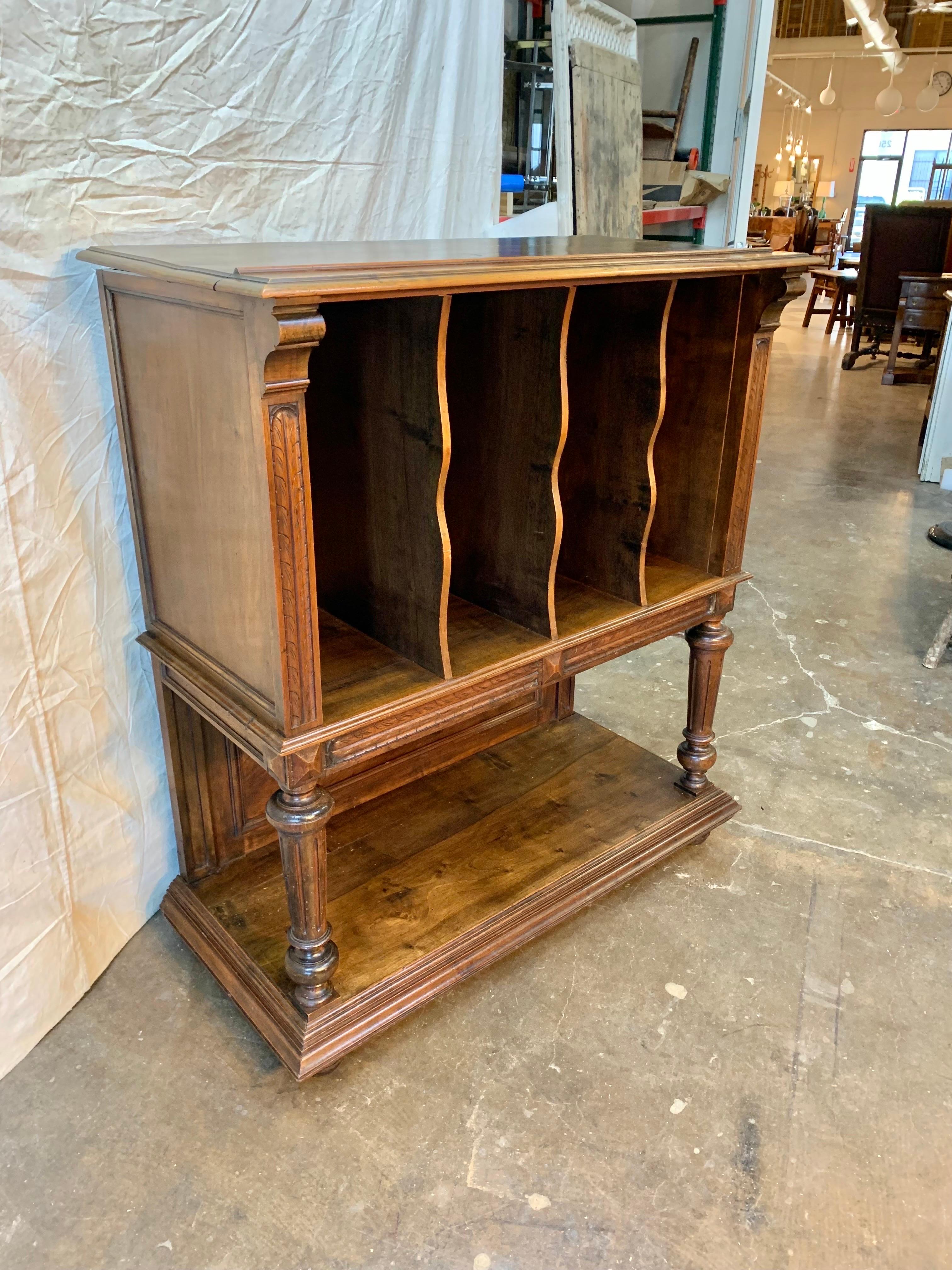 Hand-Crafted 19th Century French Walnut Library Book Stand