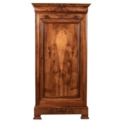 19th Century French Walnut Louis Philippe Style One Door Armoire or Bonnetiere