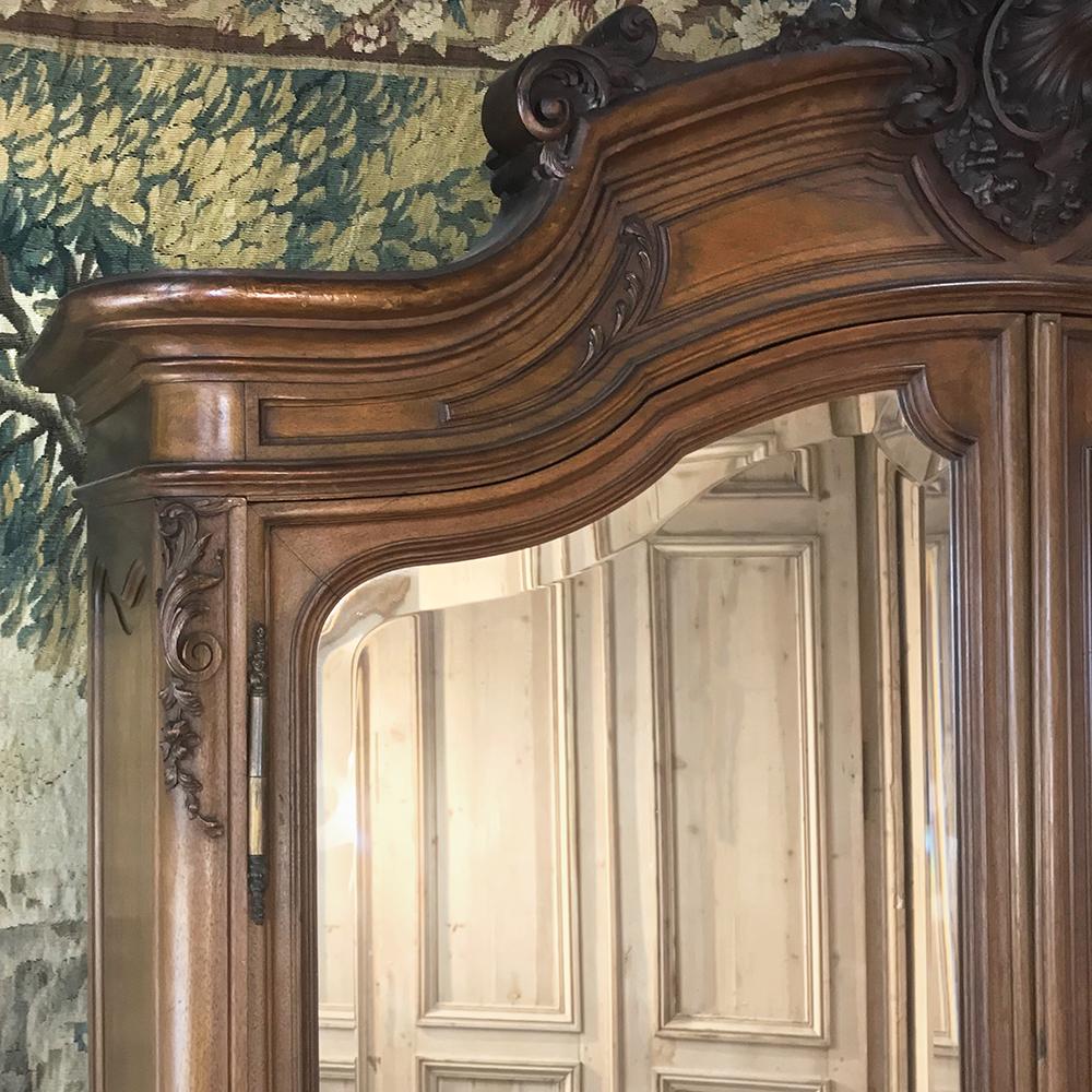 Mirror 19th Century French Walnut Louis XV Armoire