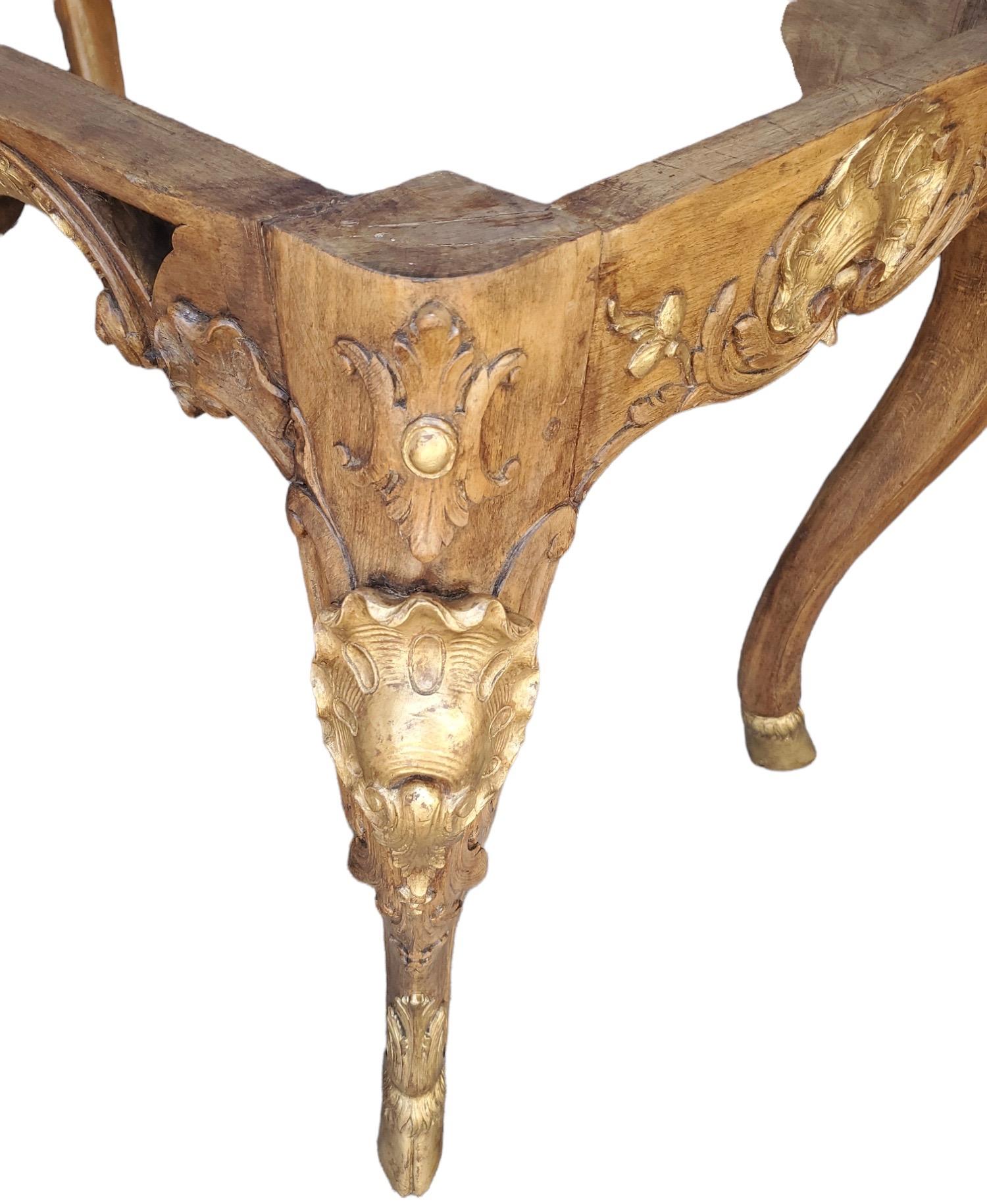 French Provincial 19th-Century French Walnut Marble Top Console For Sale