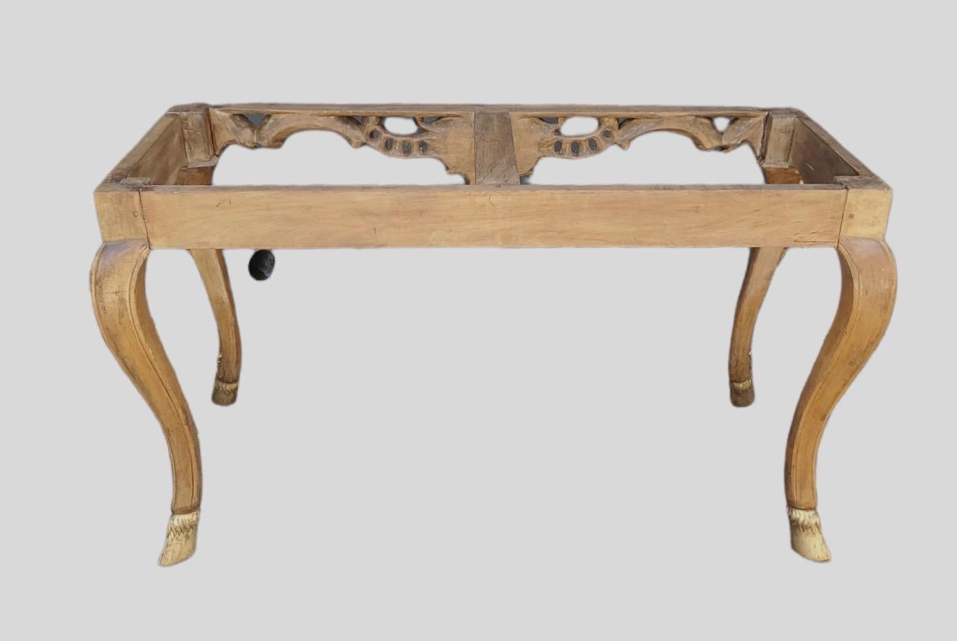 Hand-Carved 19th-Century French Walnut Marble Top Console For Sale