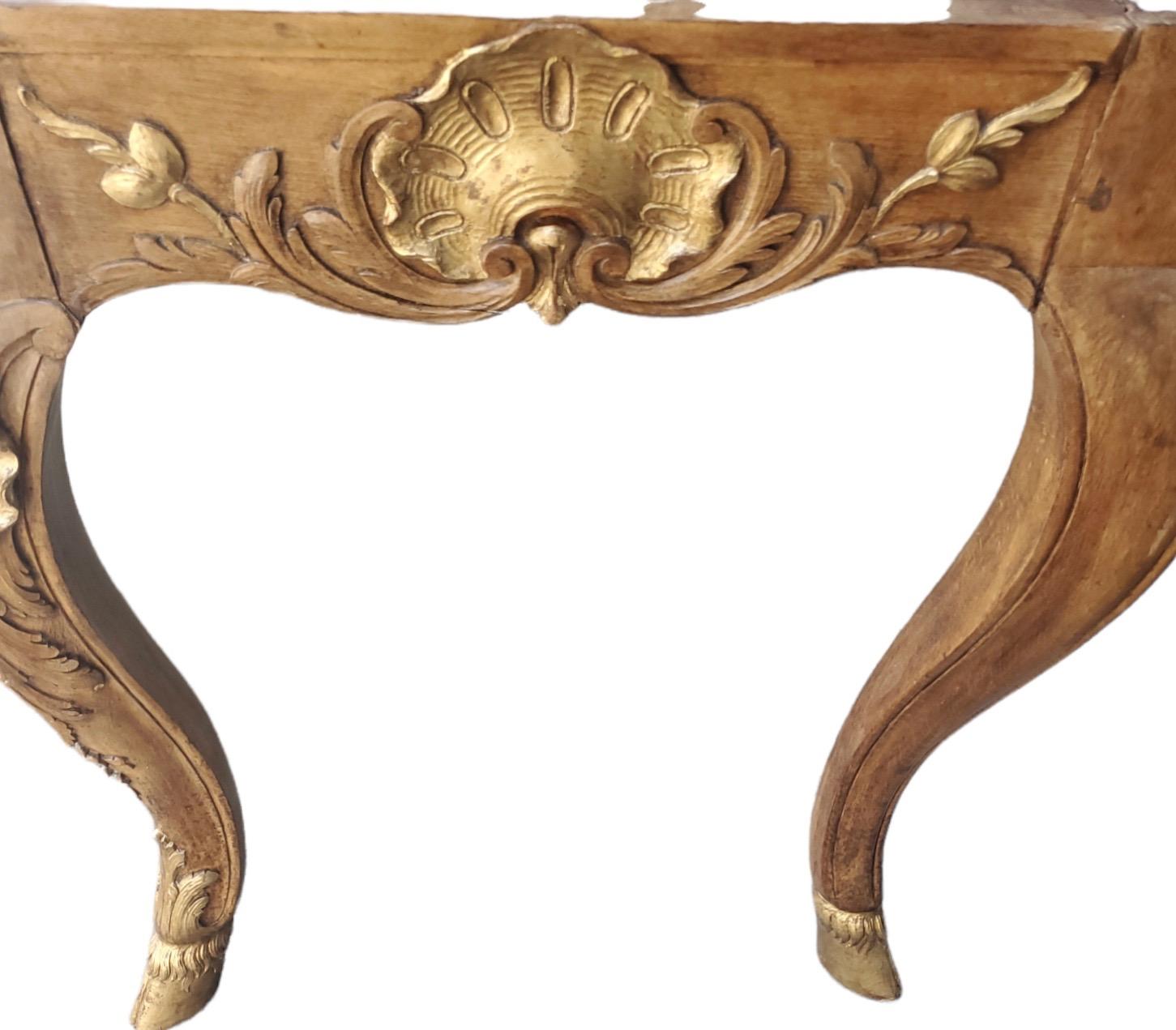 19th-Century French Walnut Marble Top Console In Good Condition For Sale In Los Angeles, CA