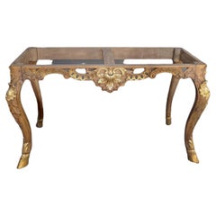 19th-Century French Walnut Marble Top Console
